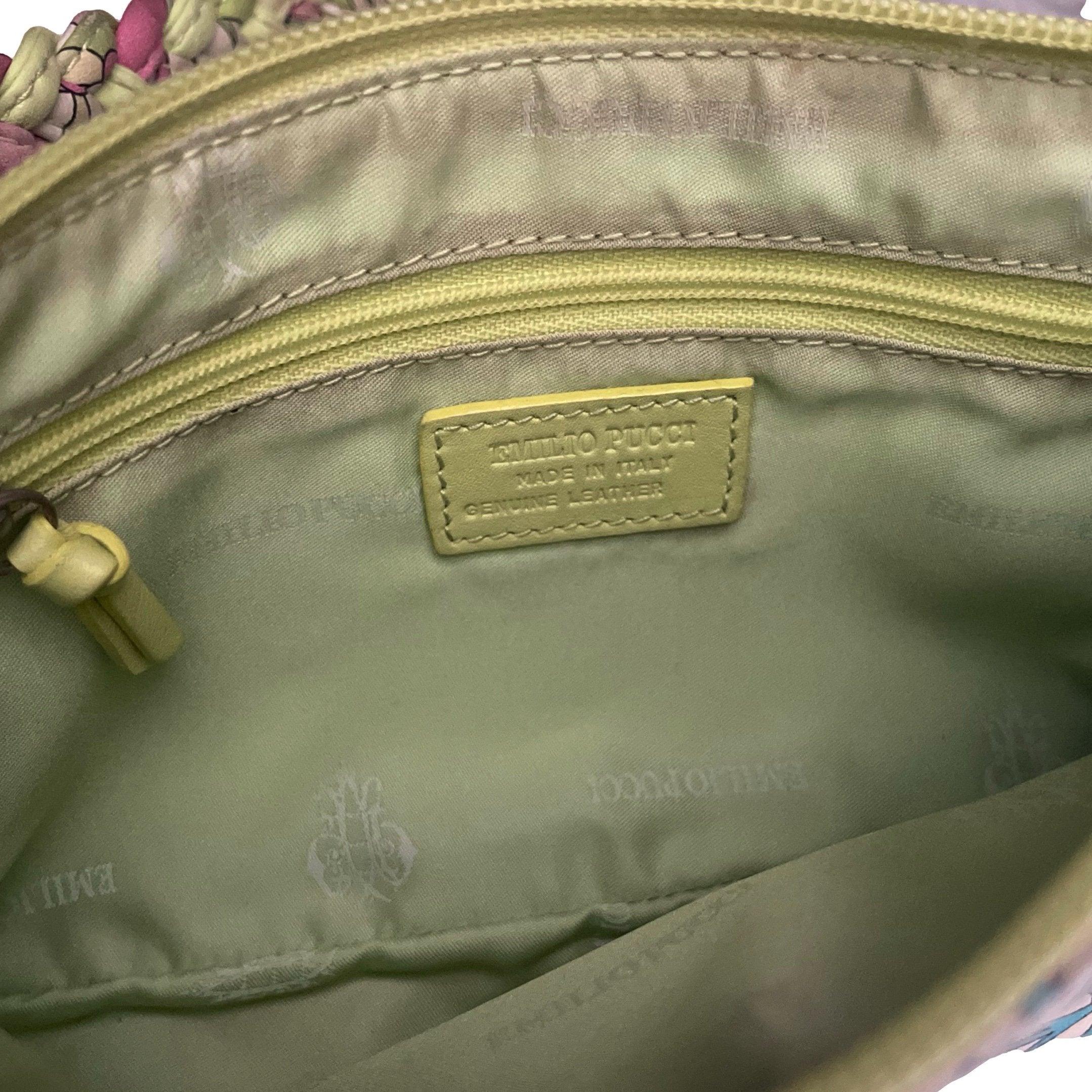 Pucci Green Floral Print Braided Shoulder Bag - Image 4