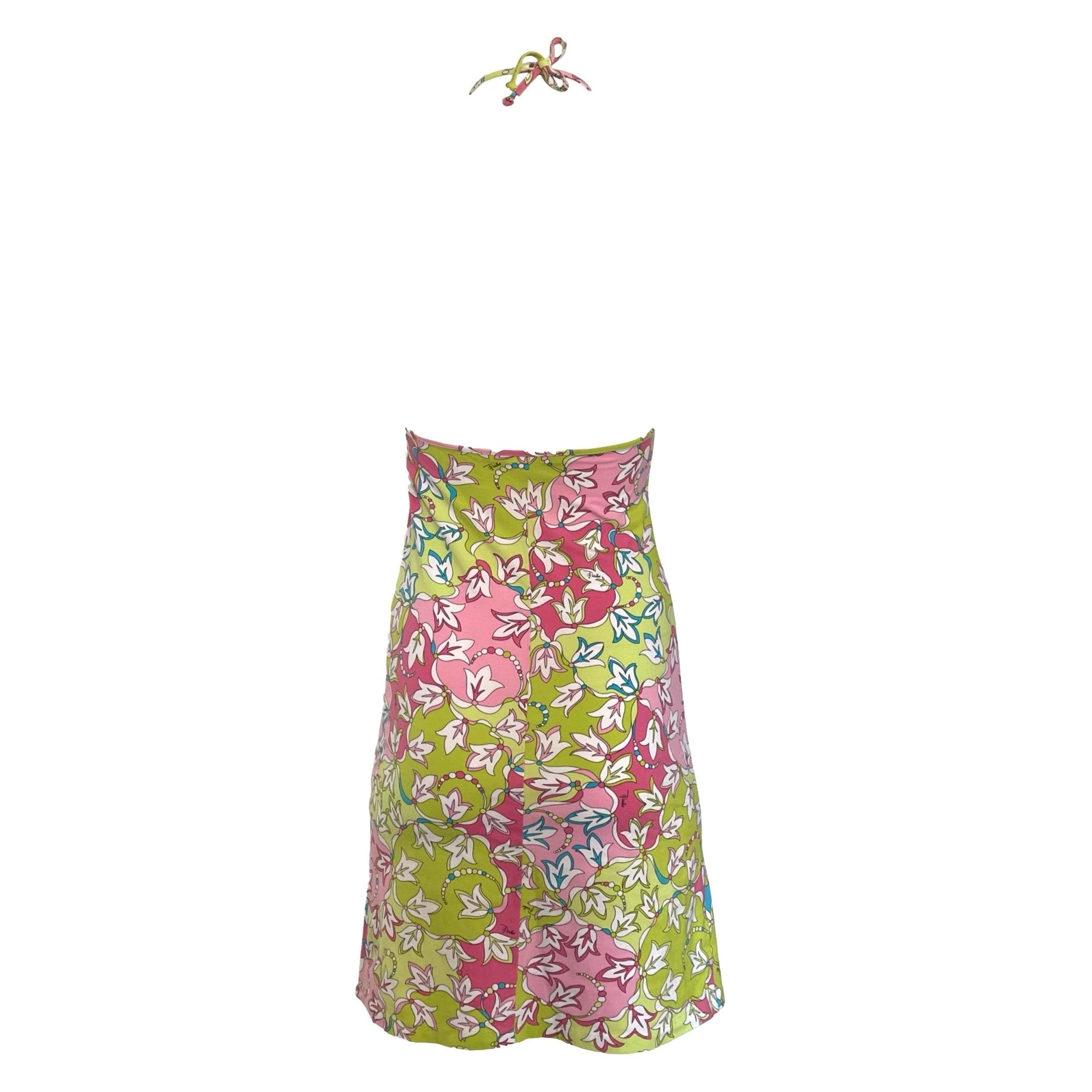 Pucci Green Floral Stretch Halter Dress - Image 2