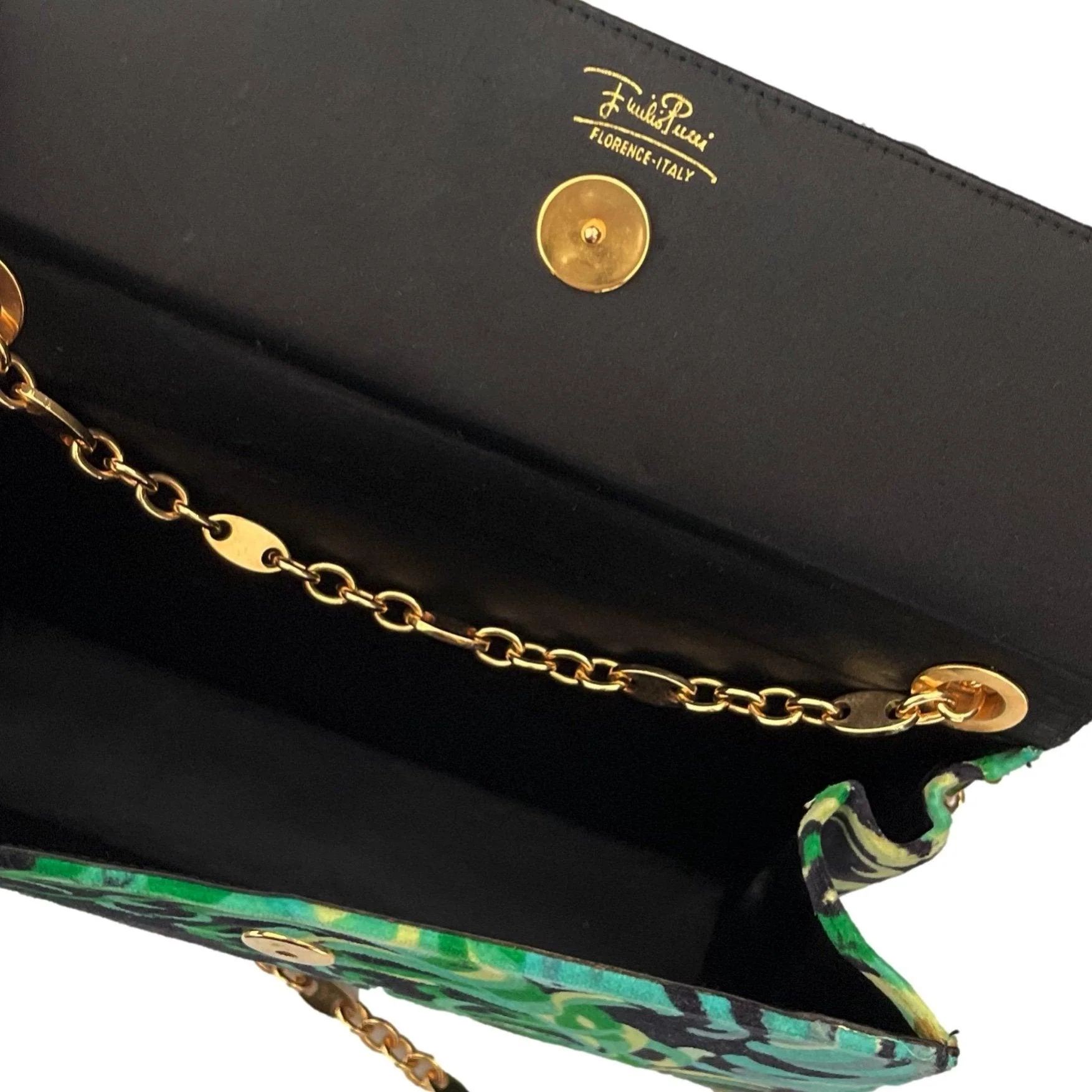 Pucci Green Print Velvet Chain Bag - Image 5