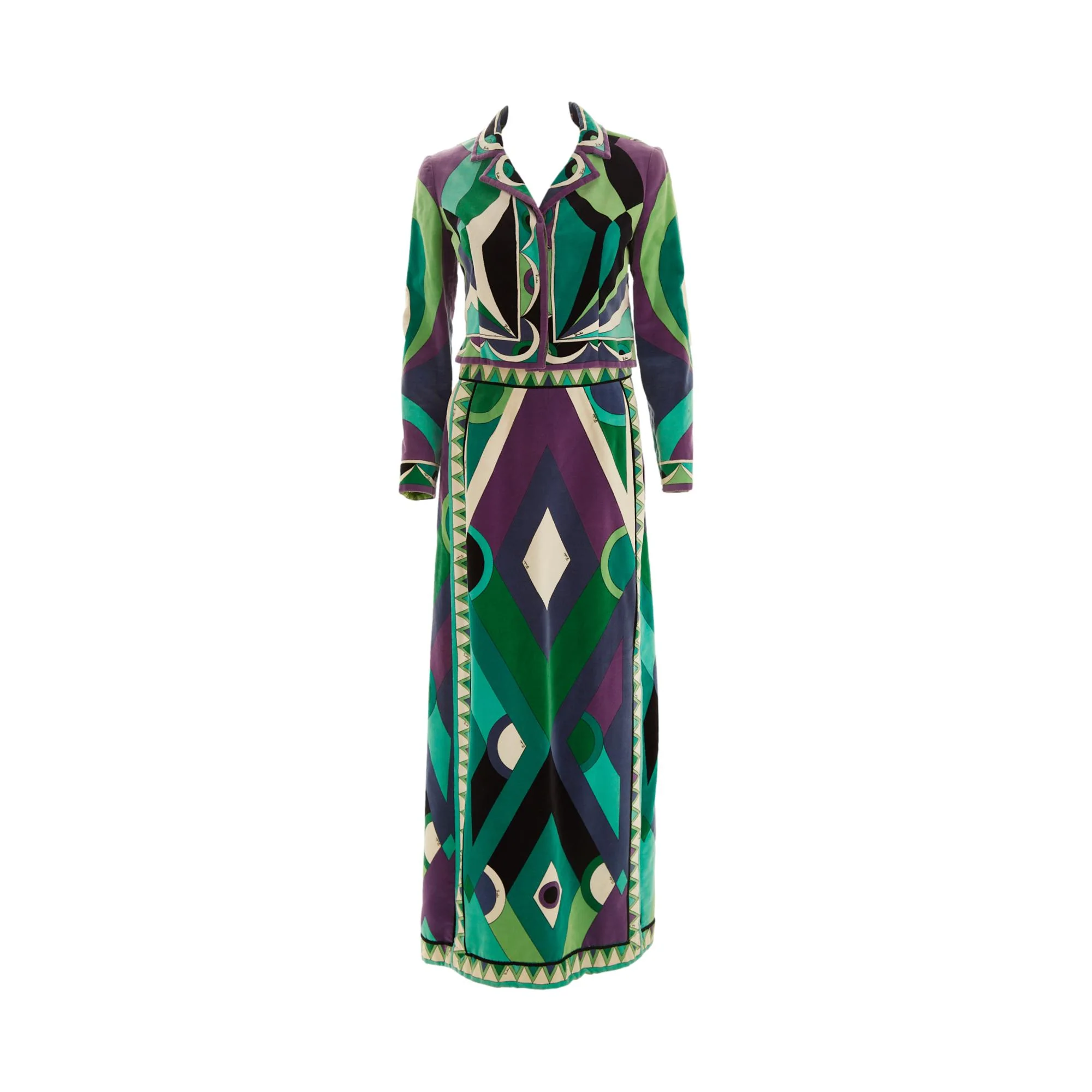 Pucci Green Print Velvet Skirt Set - Image 2