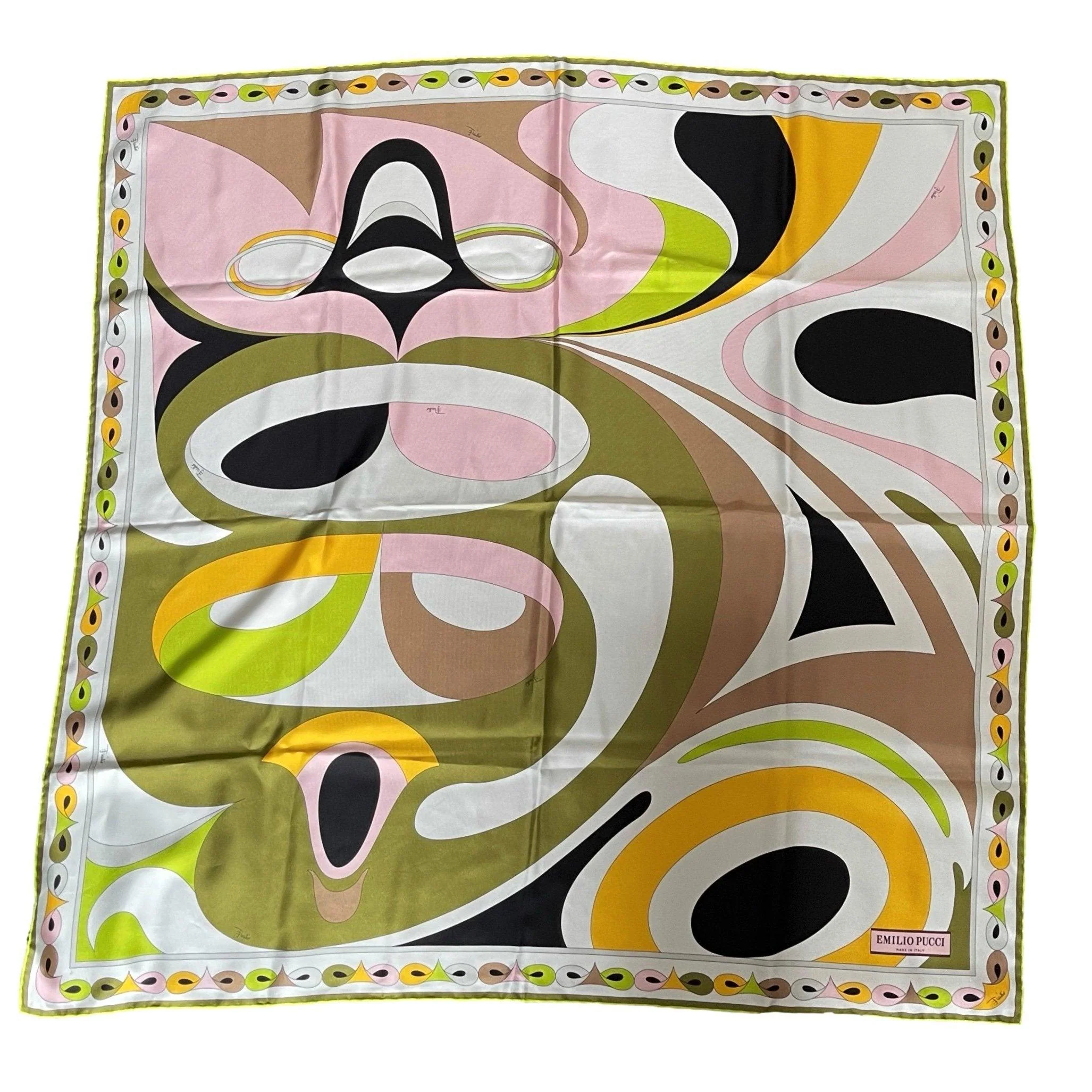 Pucci Olive Print Silk Scarf