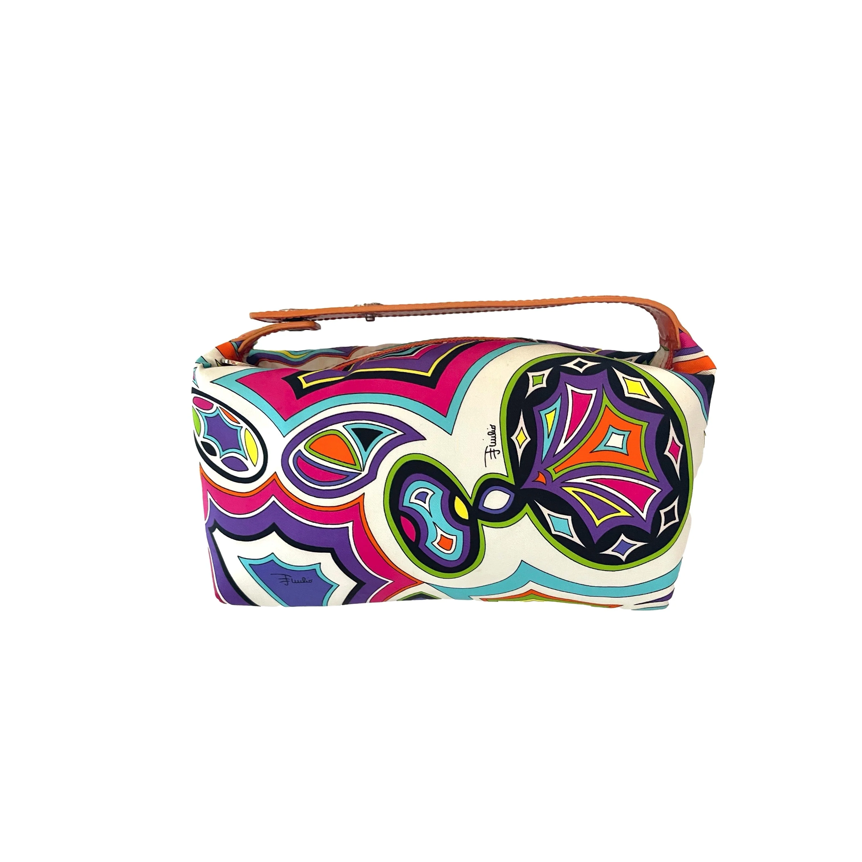 Pucci Orange Print Top Handle Bag