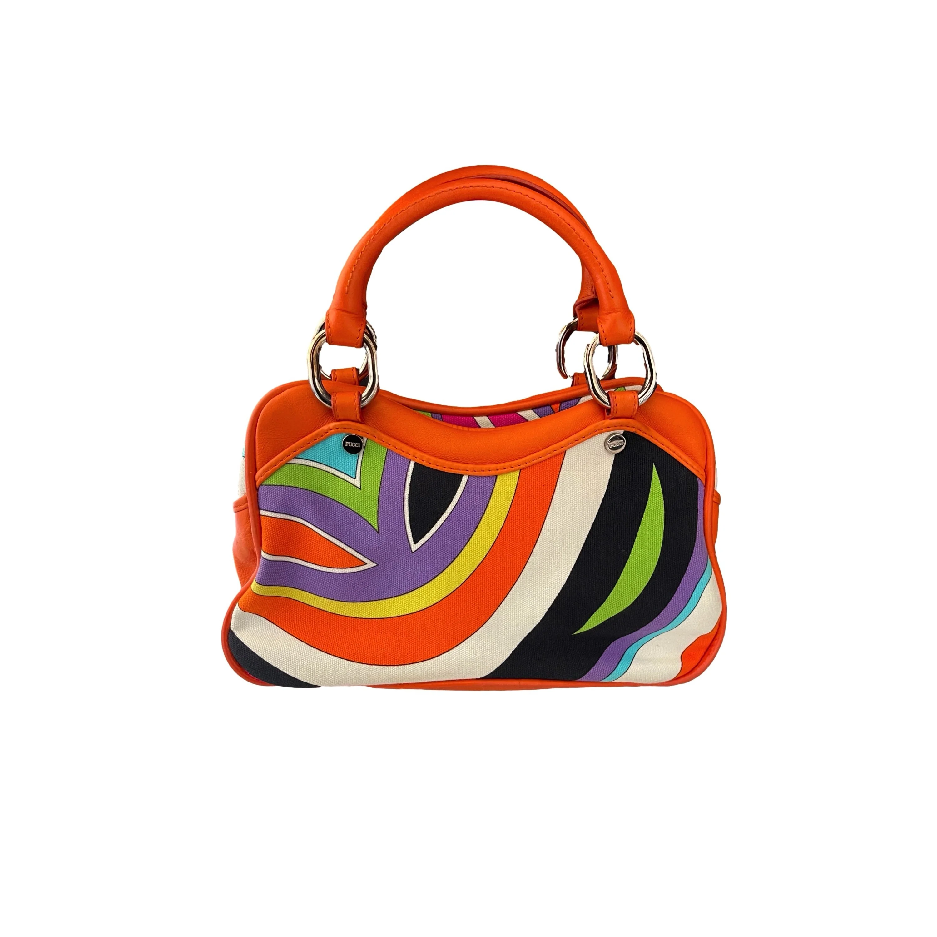 Pucci Orange Print Top Handle Bag