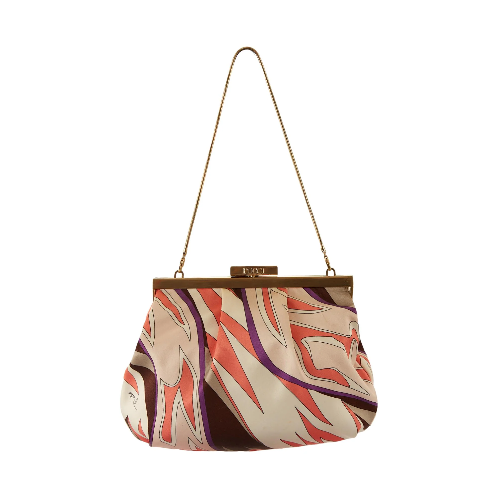 Pucci Pink Print Satin Kisslock Bag