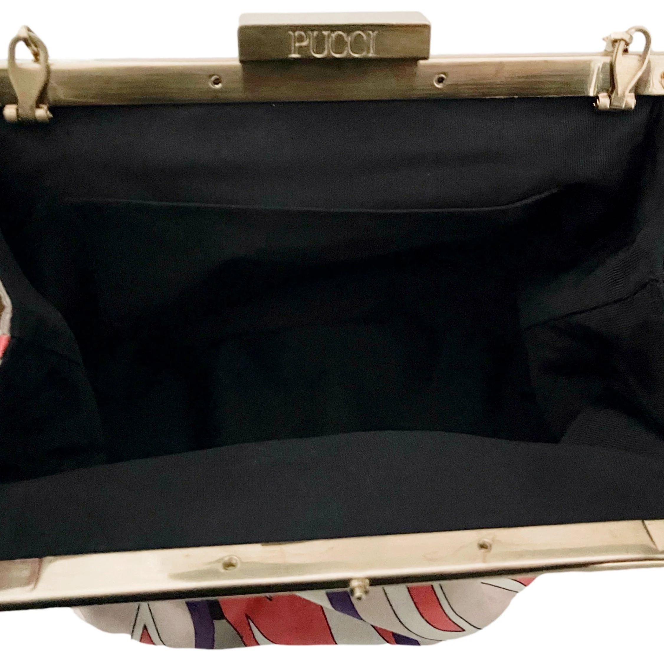 Pucci Pink Print Satin Kisslock Bag - Image 4