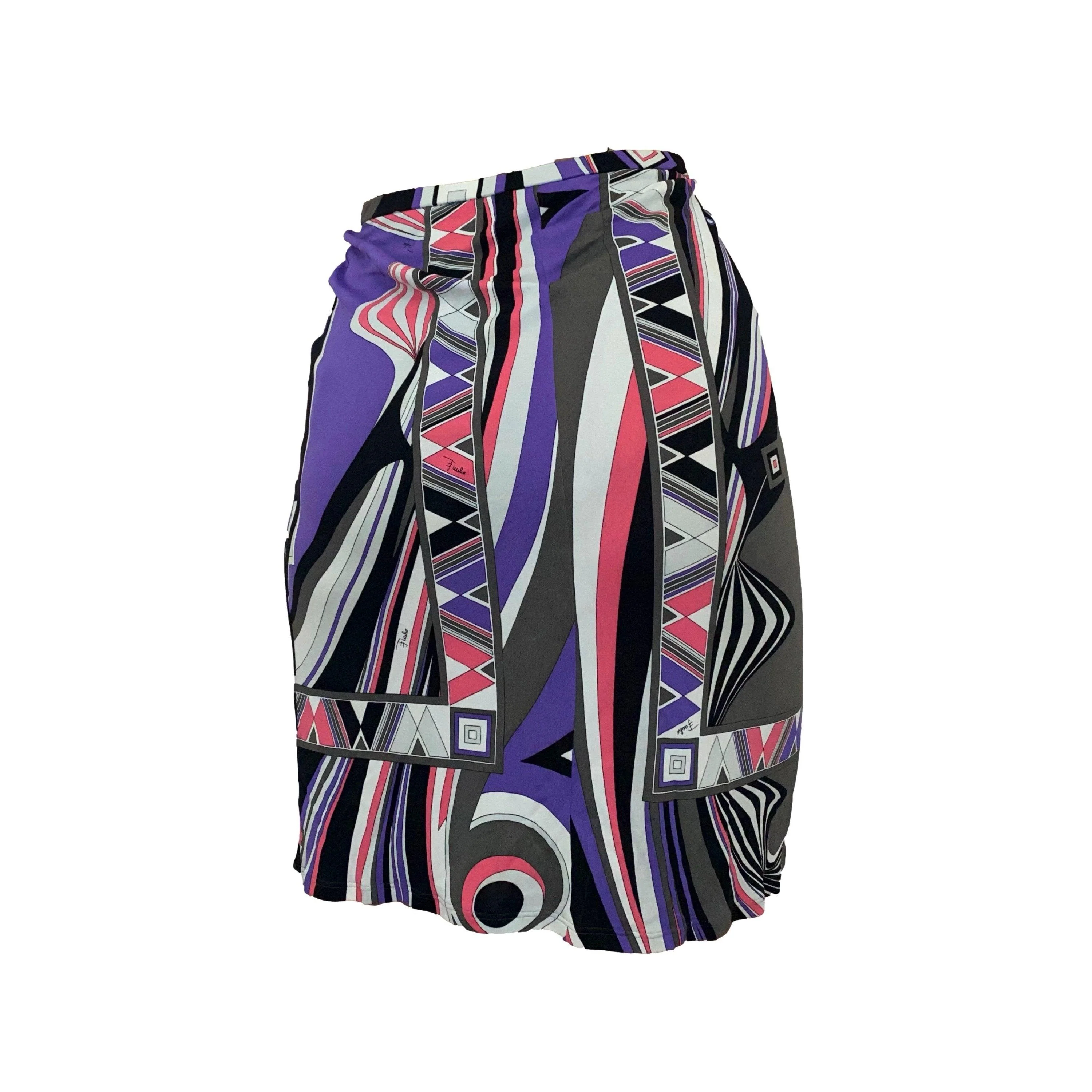 Pucci Purple Print Slinky Stretch Skirt - Image 2
