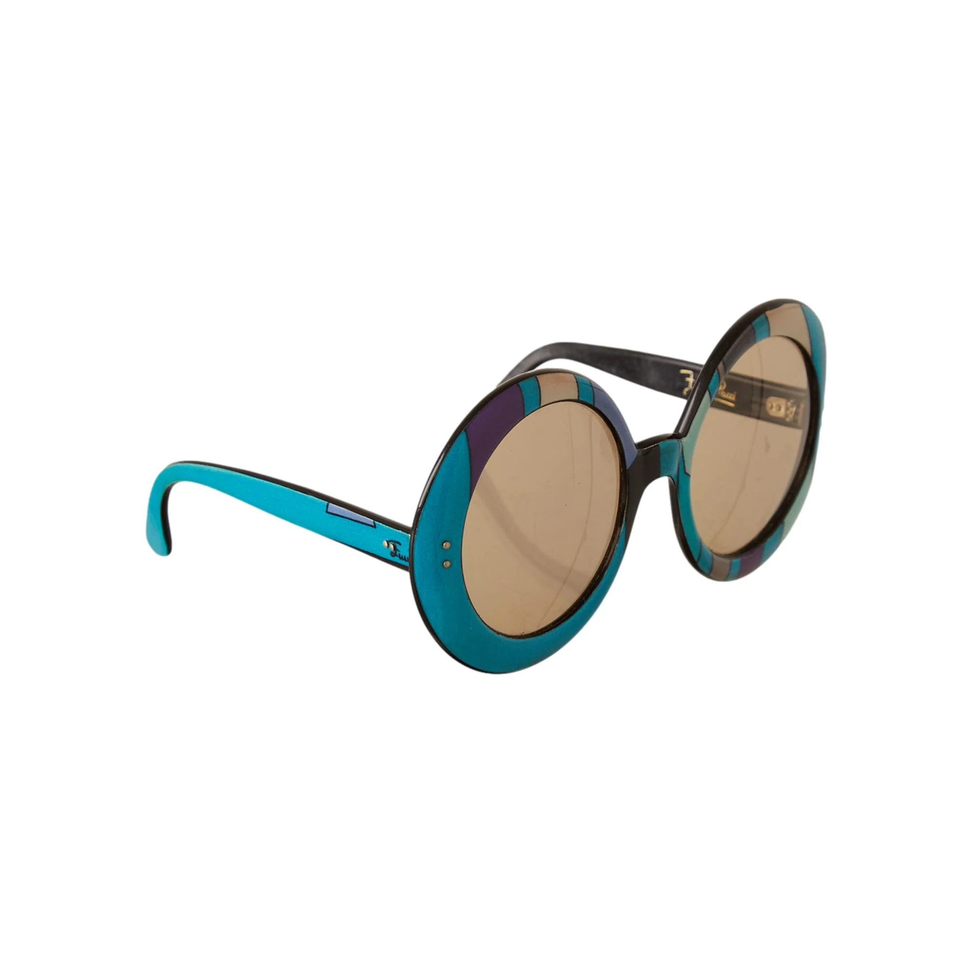 Pucci Turquoise Print Jumbo Round Sunglasses - Image 2