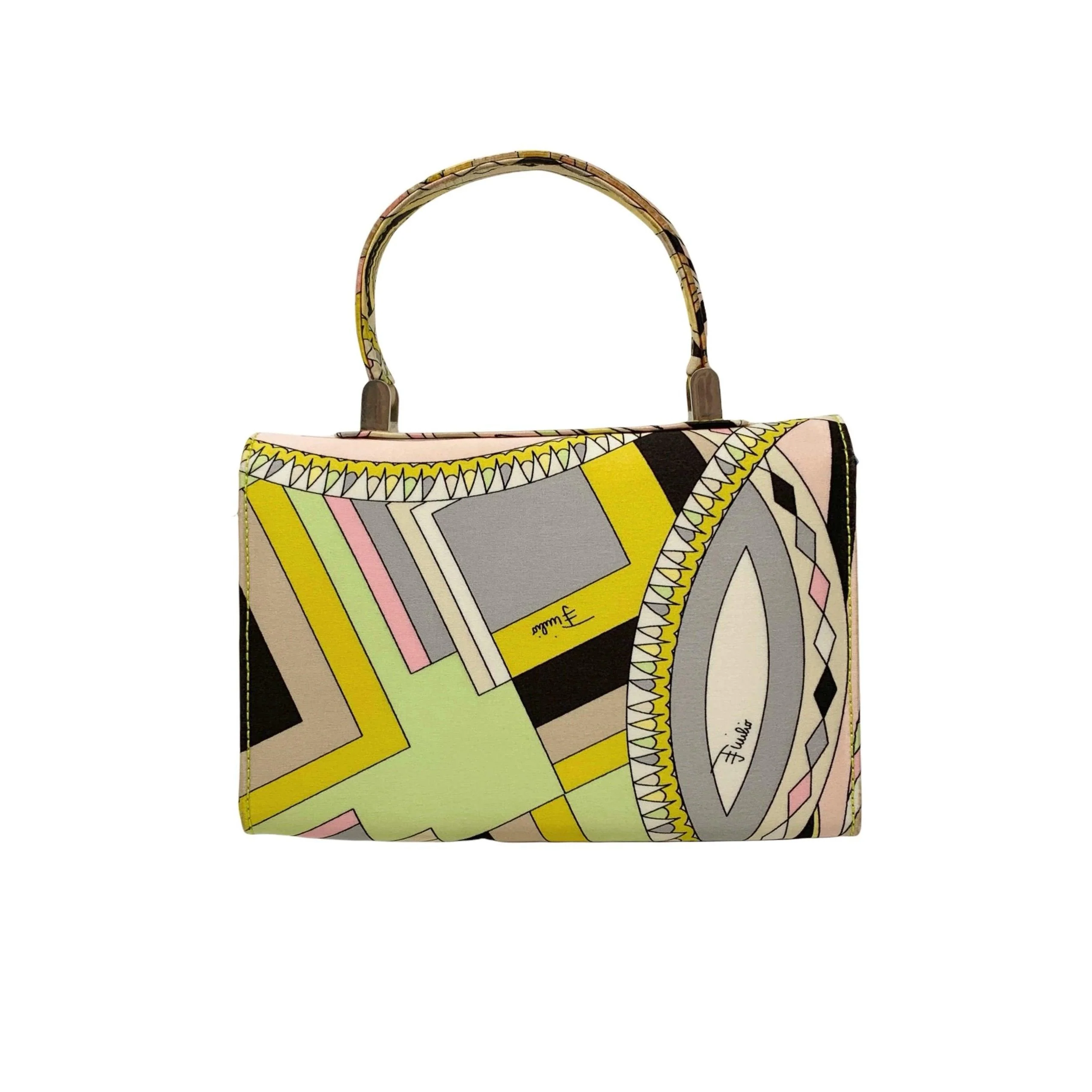 Pucci Yellow Print Charm Mini Top Handle Bag - Image 3