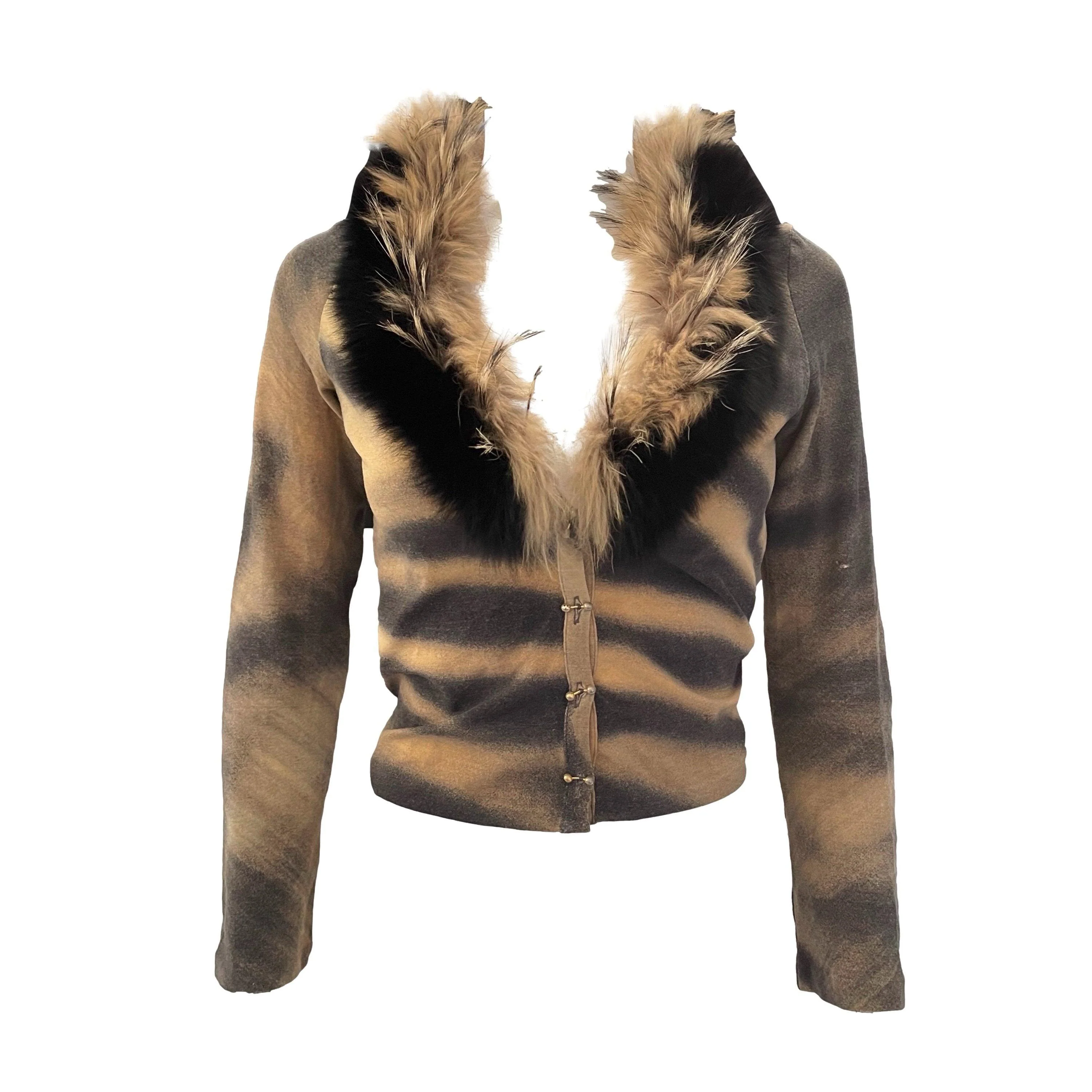 Roberto Cavalli Animal Print Fur Top