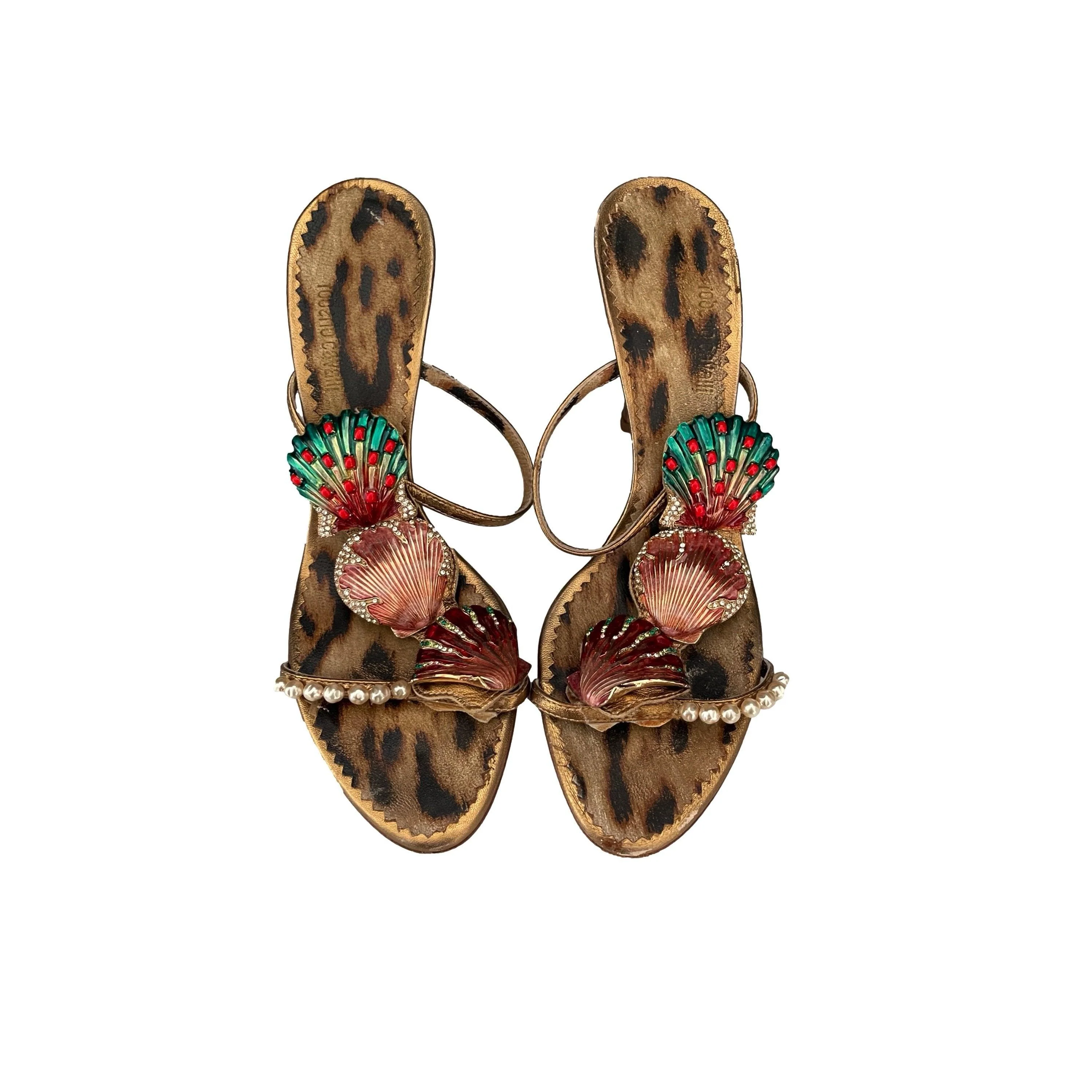 Roberto Cavalli Animal Print Shell Heels