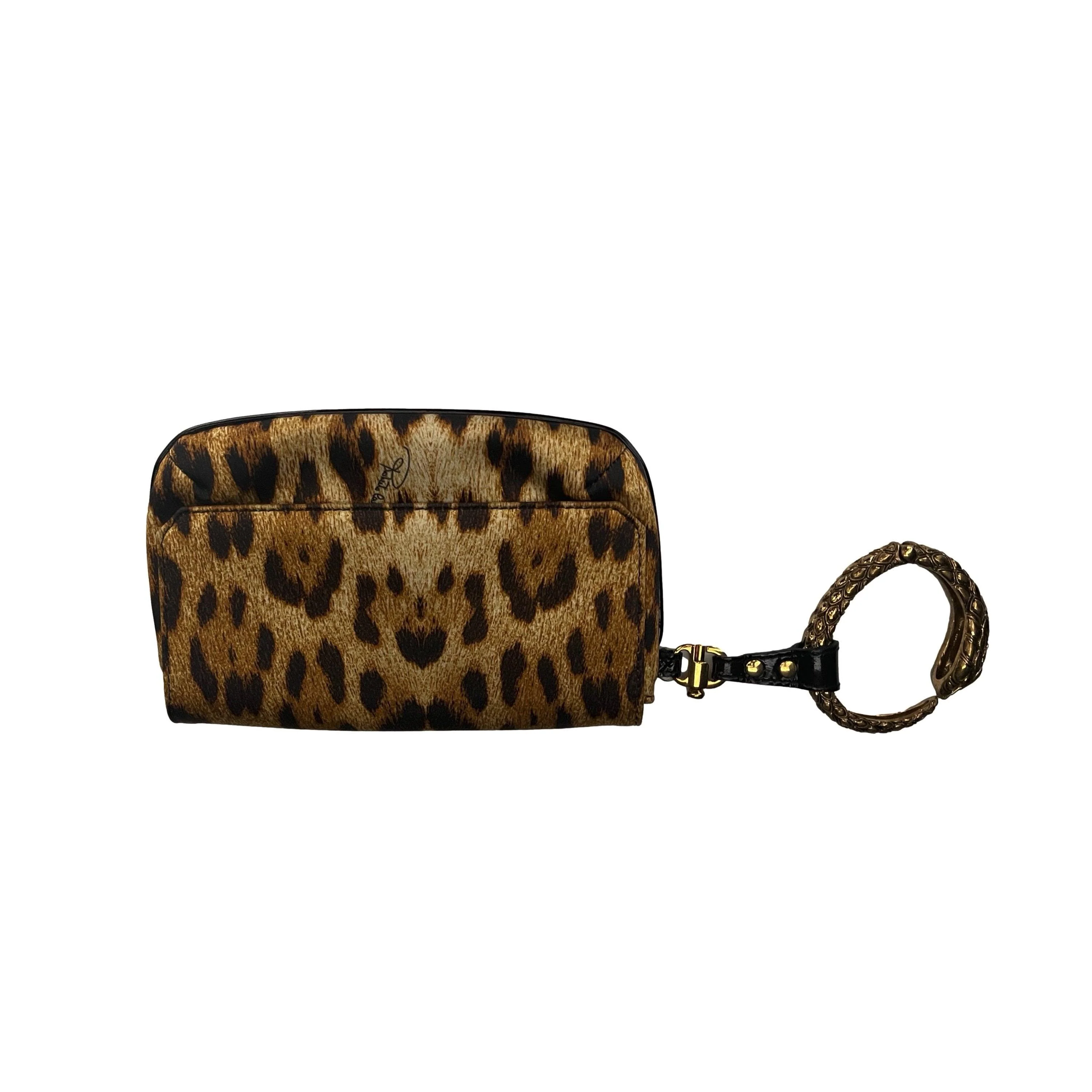 Roberto Cavalli Animal Print Snake Clutch