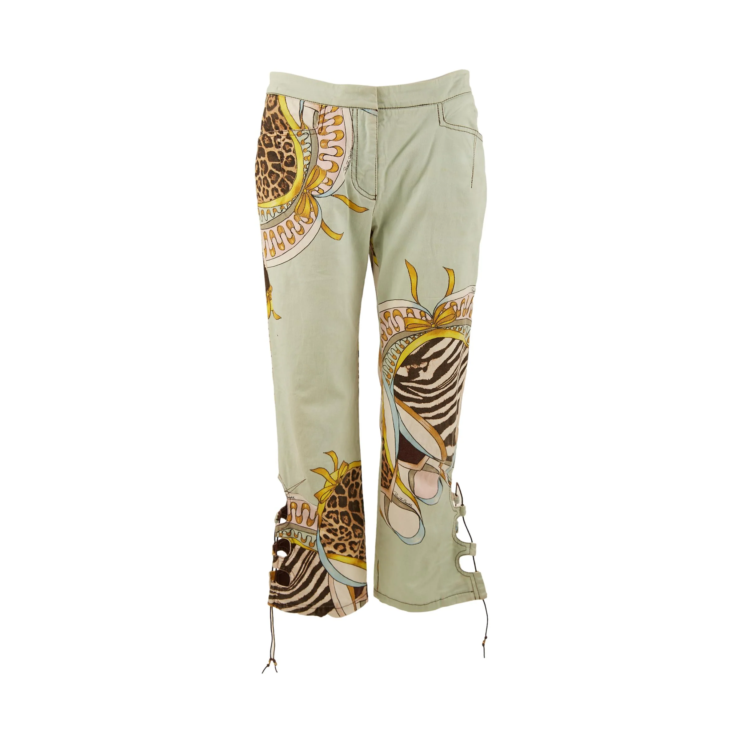 Roberto Cavalli Baby Blue Animal Print Pants