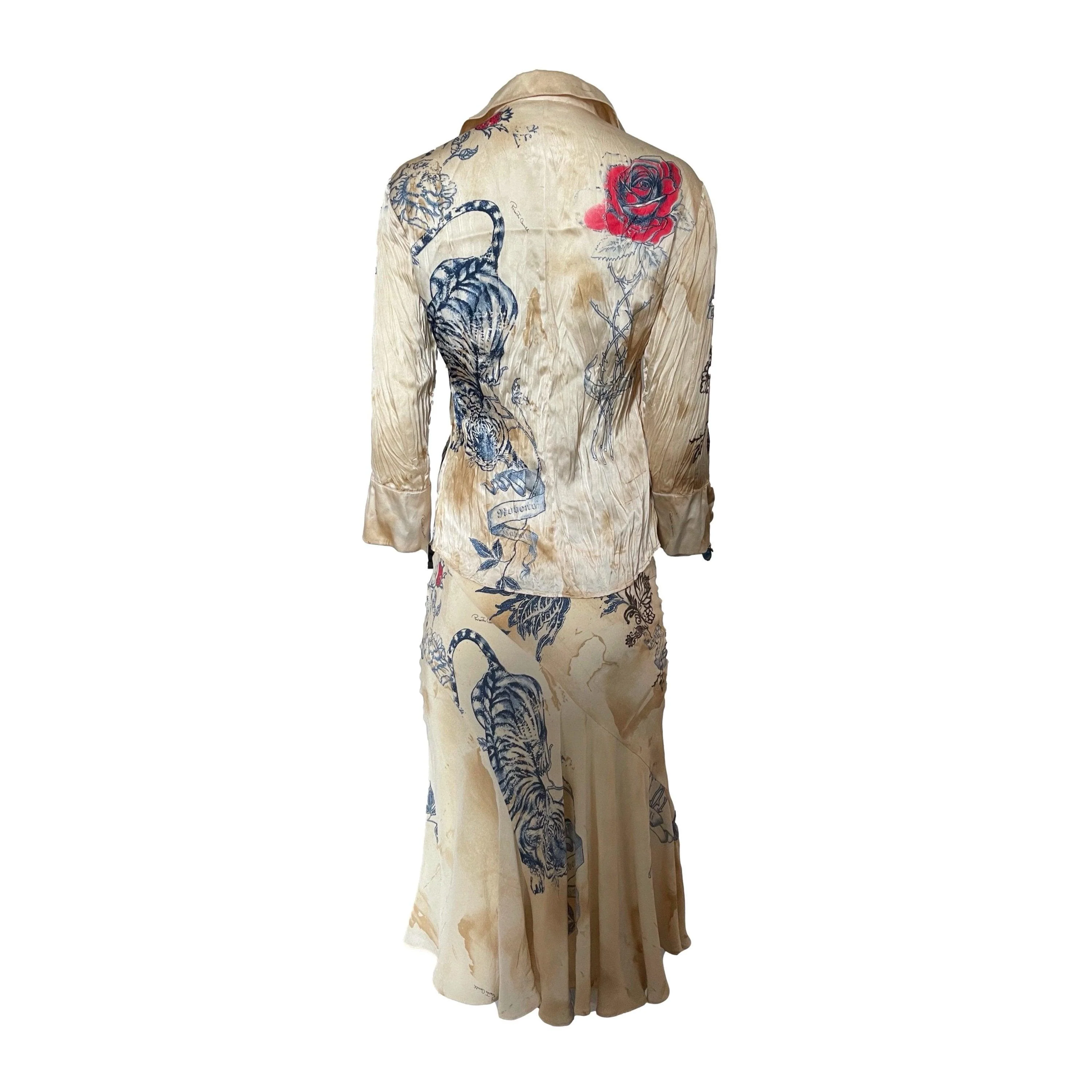 Roberto Cavalli Beige Tattoo Skirt Set - Image 2