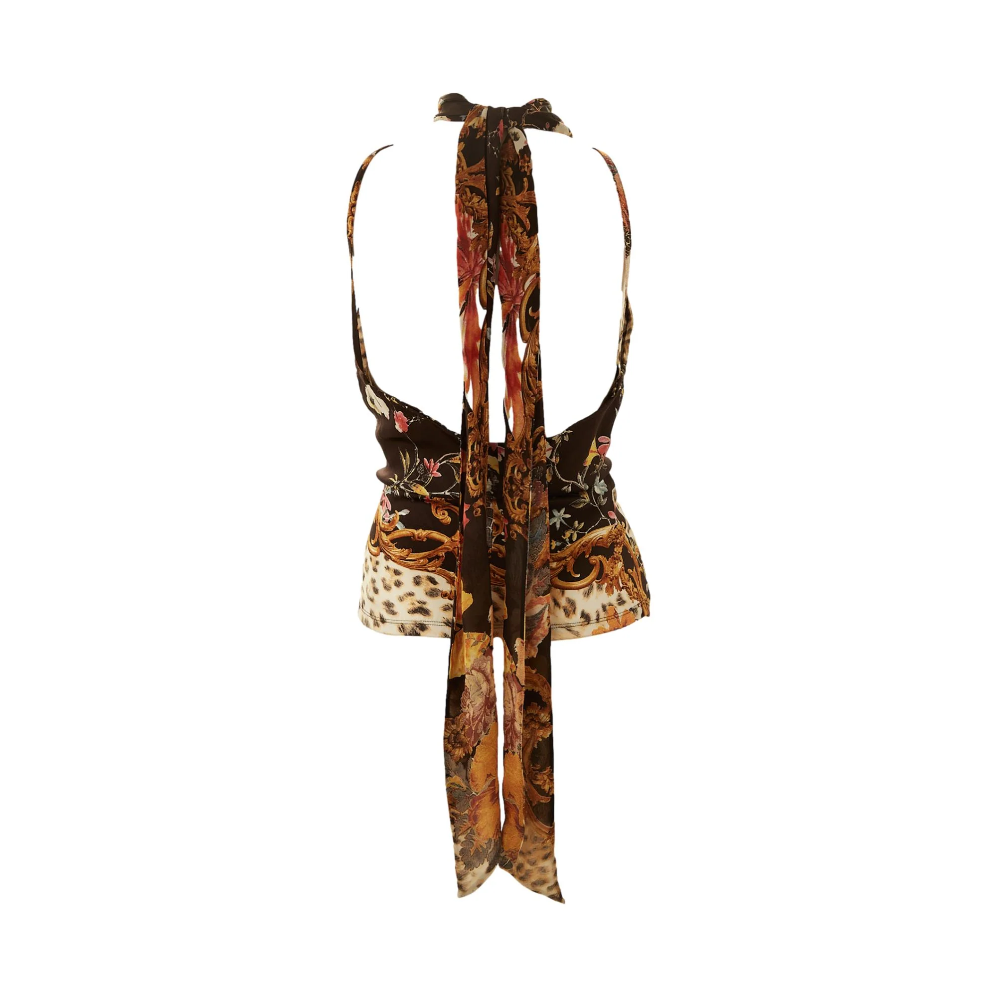 Roberto Cavalli Black Cheetah Print Halter Top - Image 2