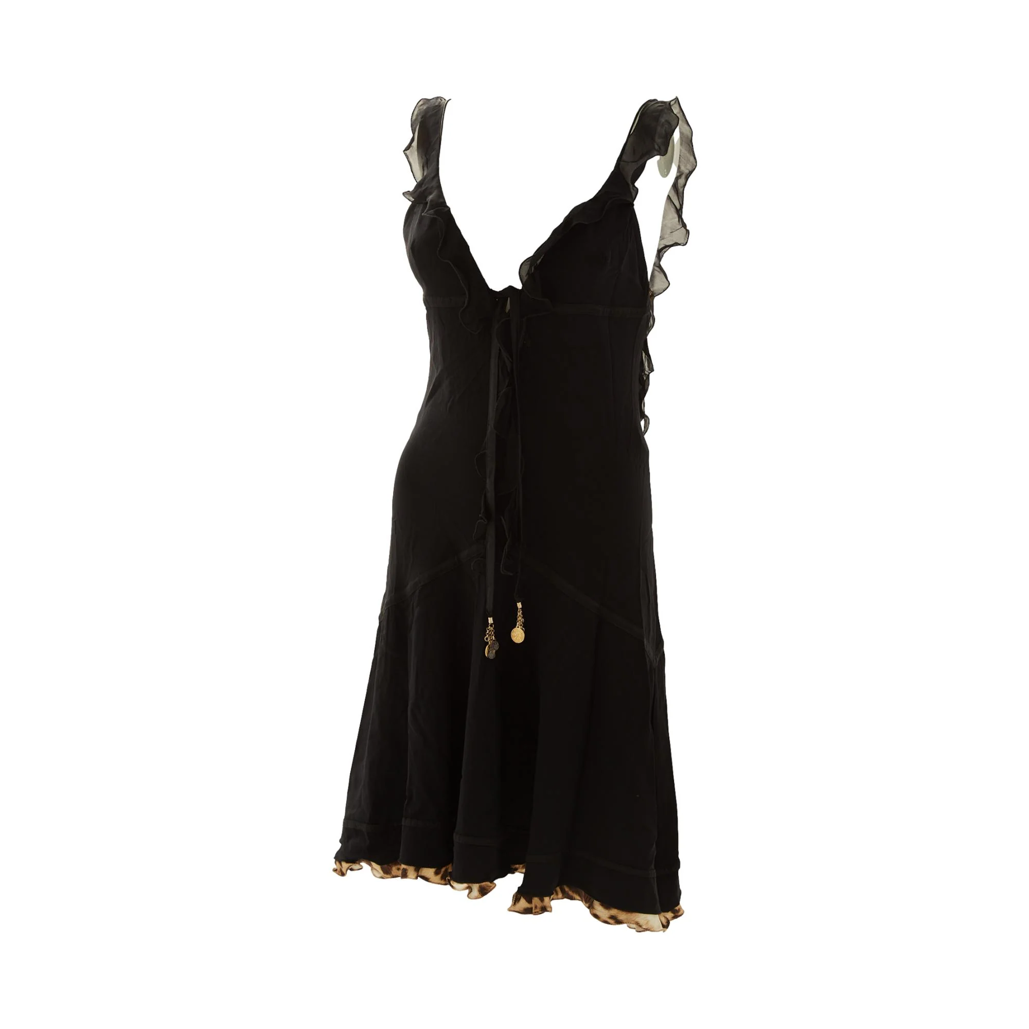 Roberto Cavalli Black Cheetah Ruffle Dress - Image 3