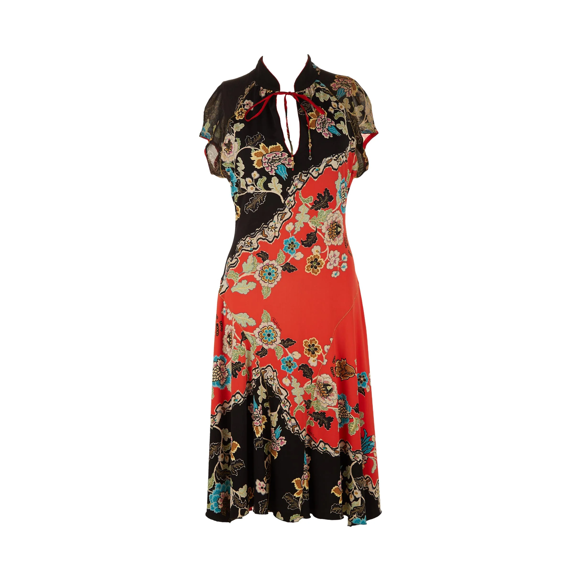 Roberto Cavalli Black Floral Print Dress
