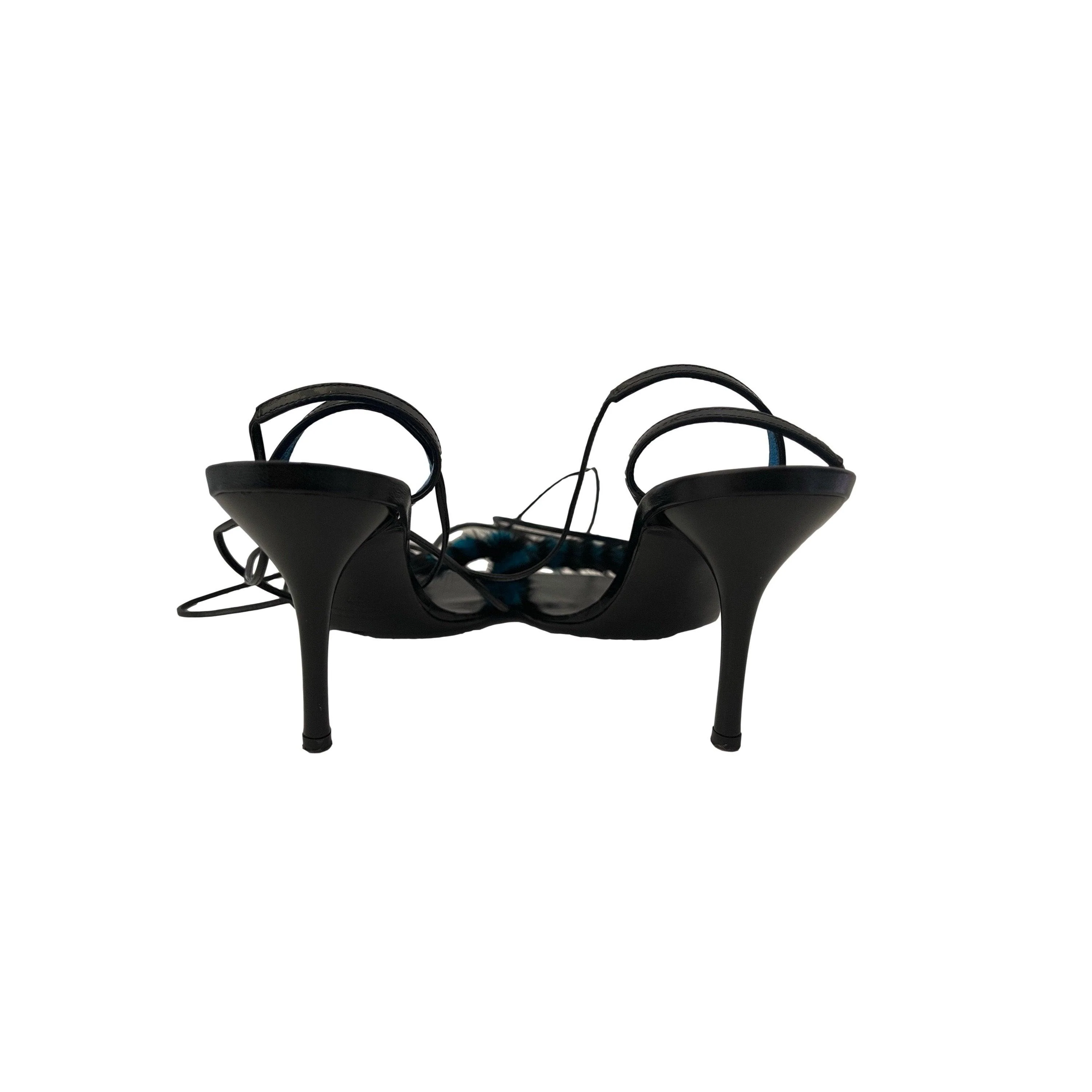 Roberto Cavalli Black Fur Strappy Heels - Image 2