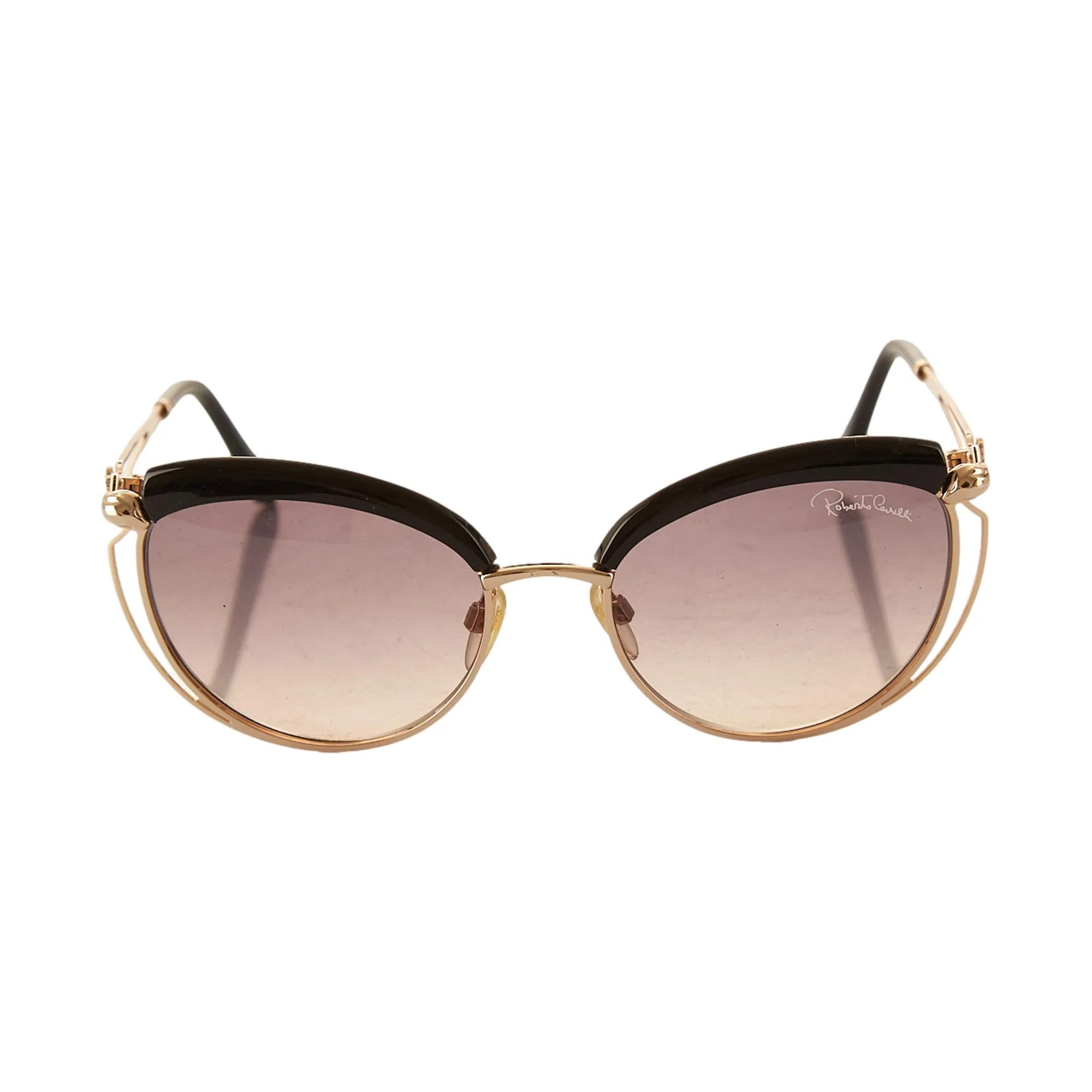 Roberto Cavalli Black Round Logo Sunglasses