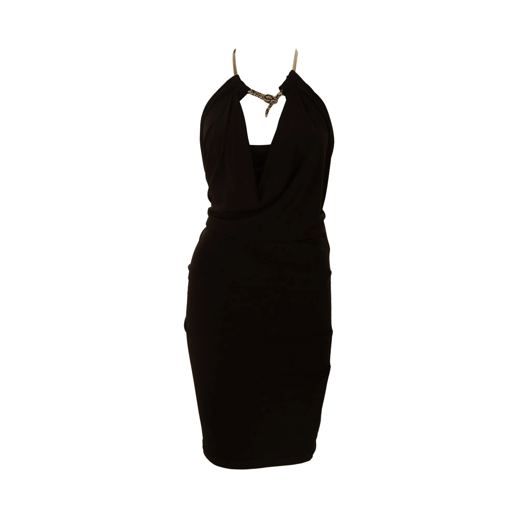 Roberto Cavalli Black Snake Neck Dress