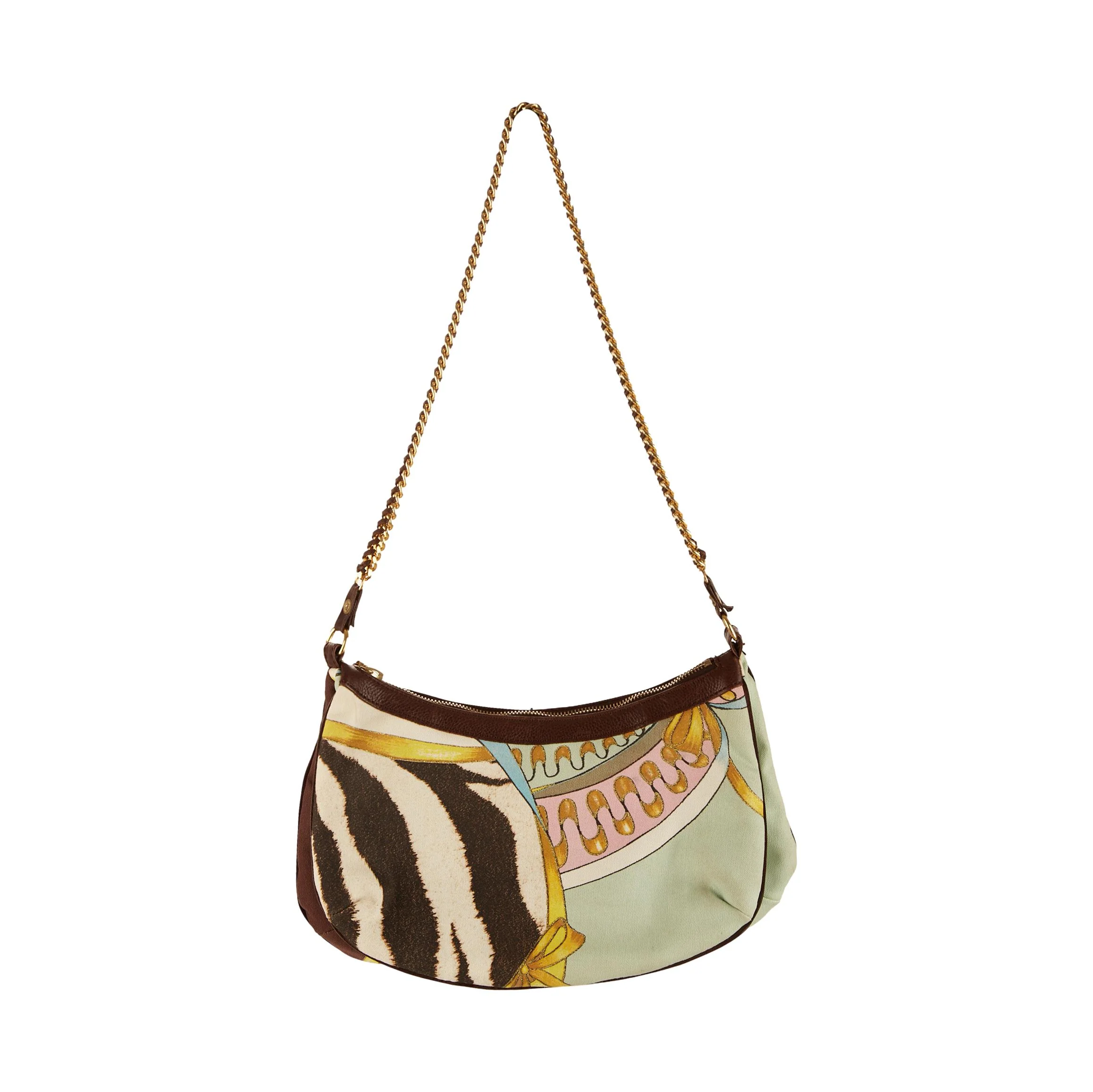 Roberto Cavalli Blue Animal Print Chain Shoulder Bag - Image 2