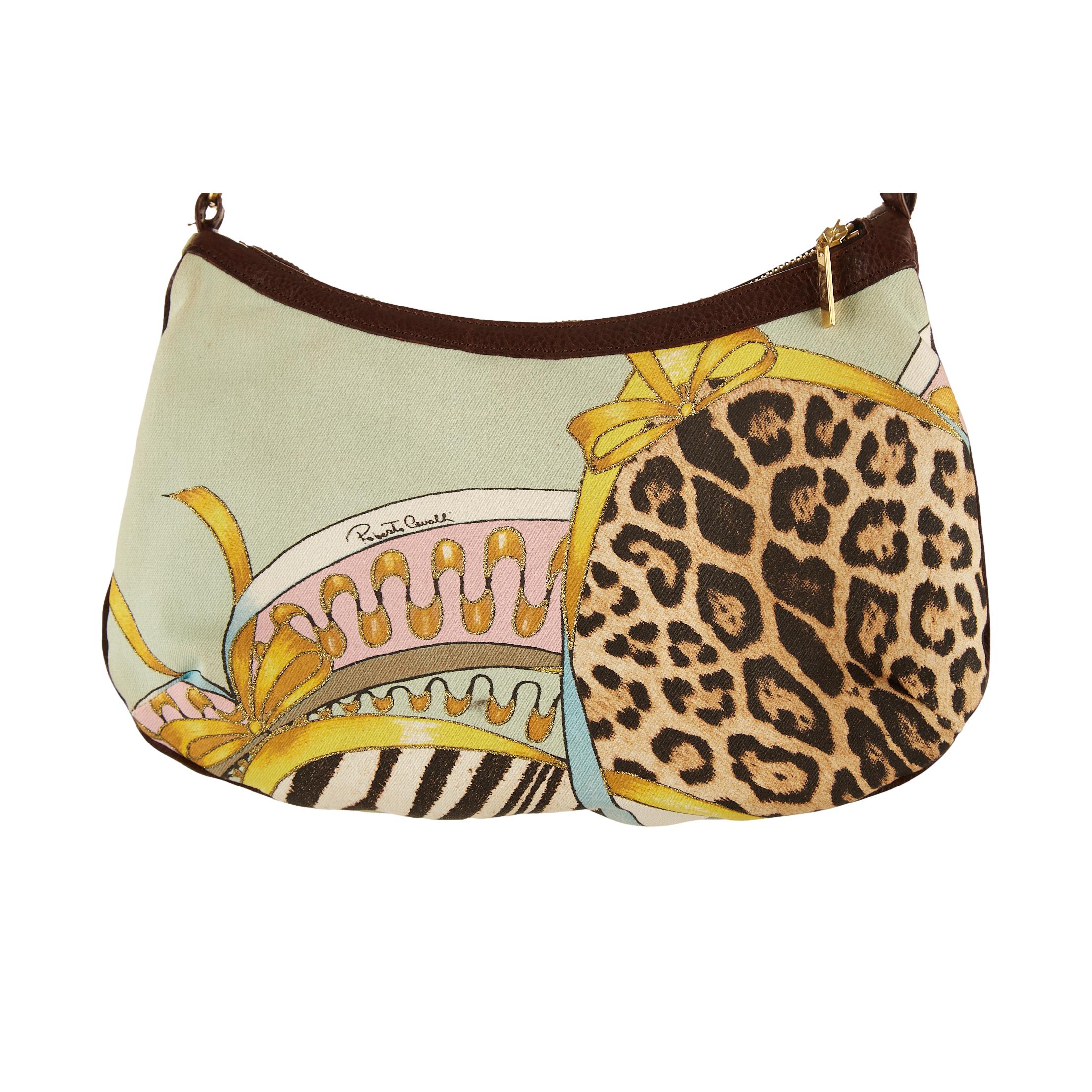 Roberto Cavalli Blue Animal Print Chain Shoulder Bag - Image 3