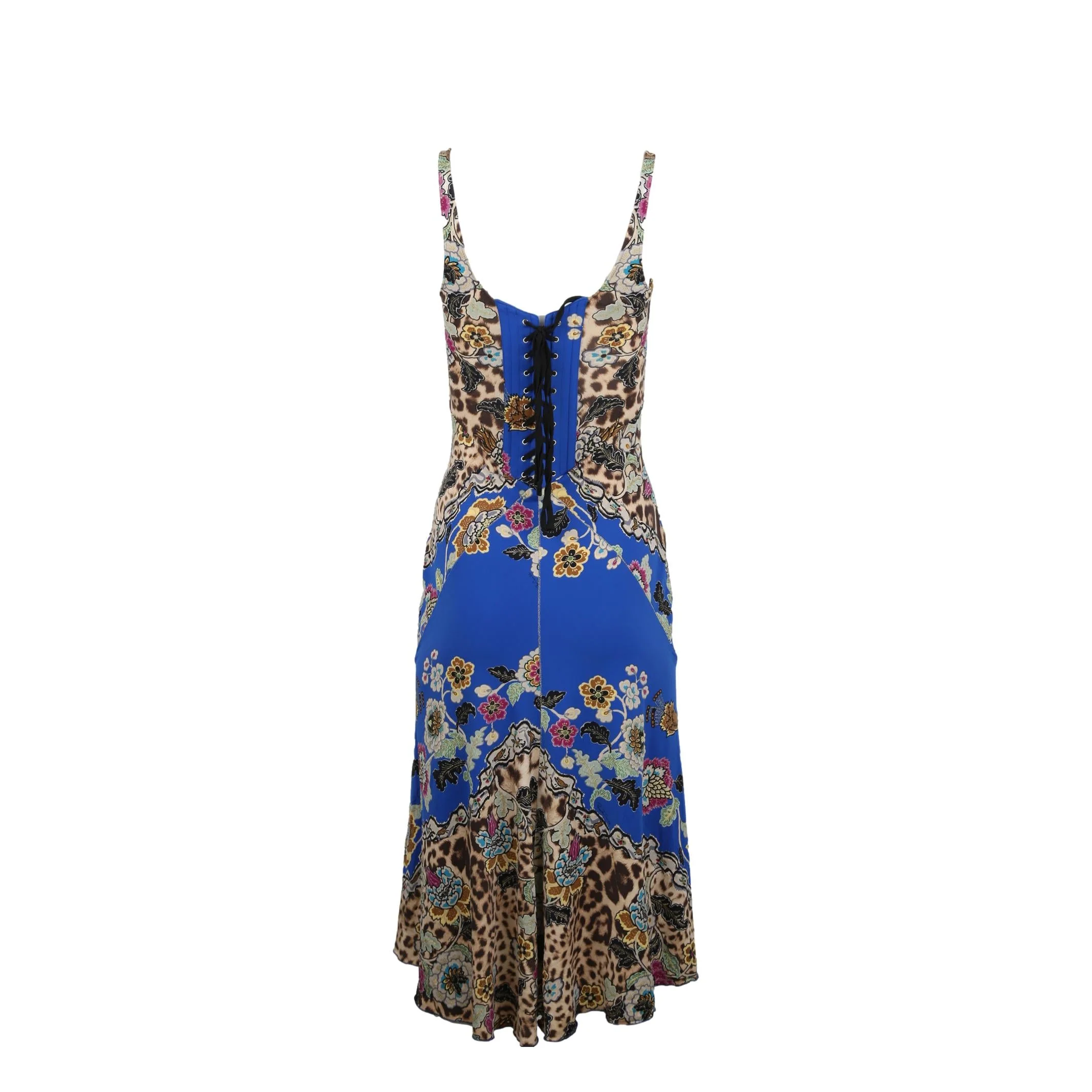 Roberto Cavalli Blue Floral Silk Dress - Image 2