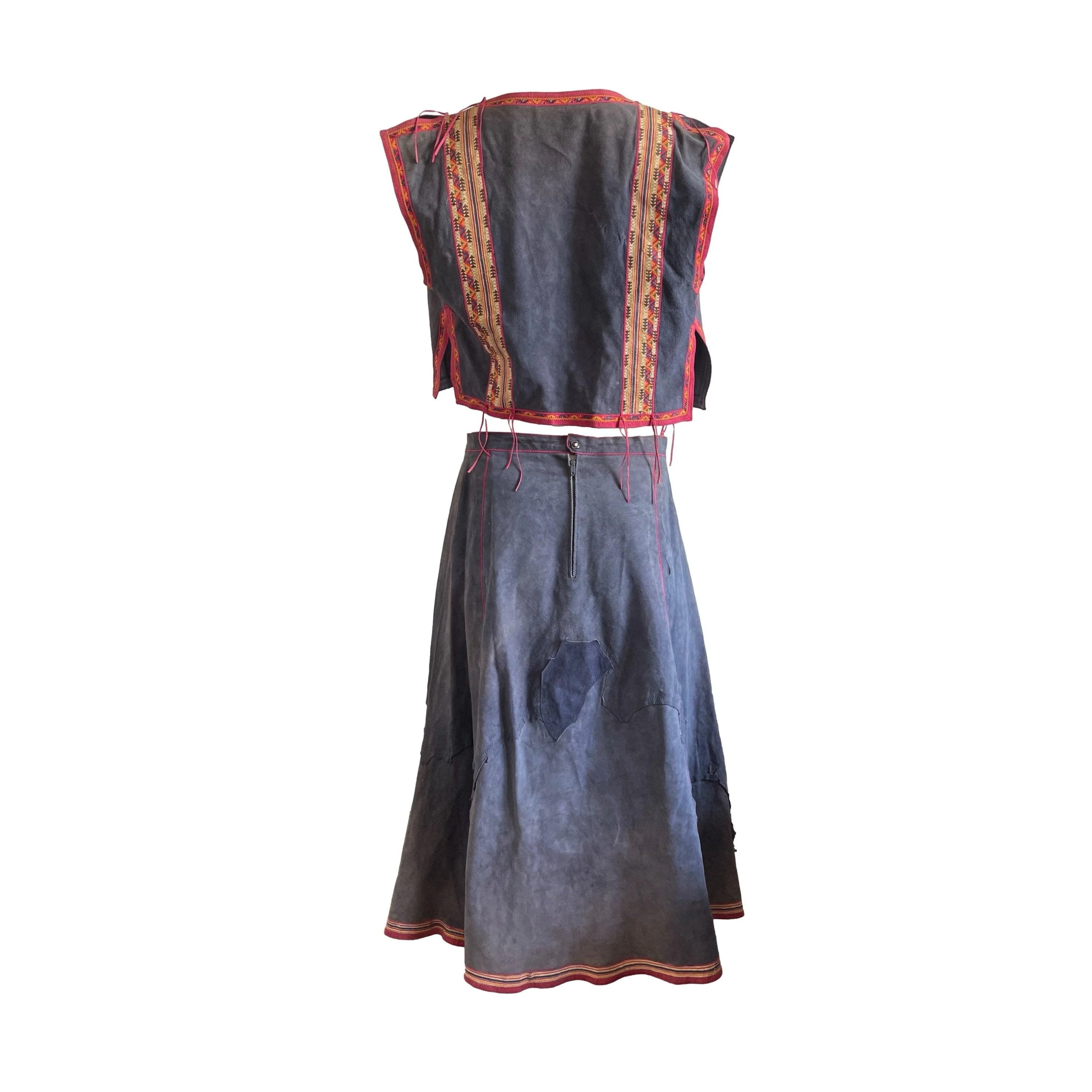 Roberto Cavalli Blue Leather Skirt Set - Image 2