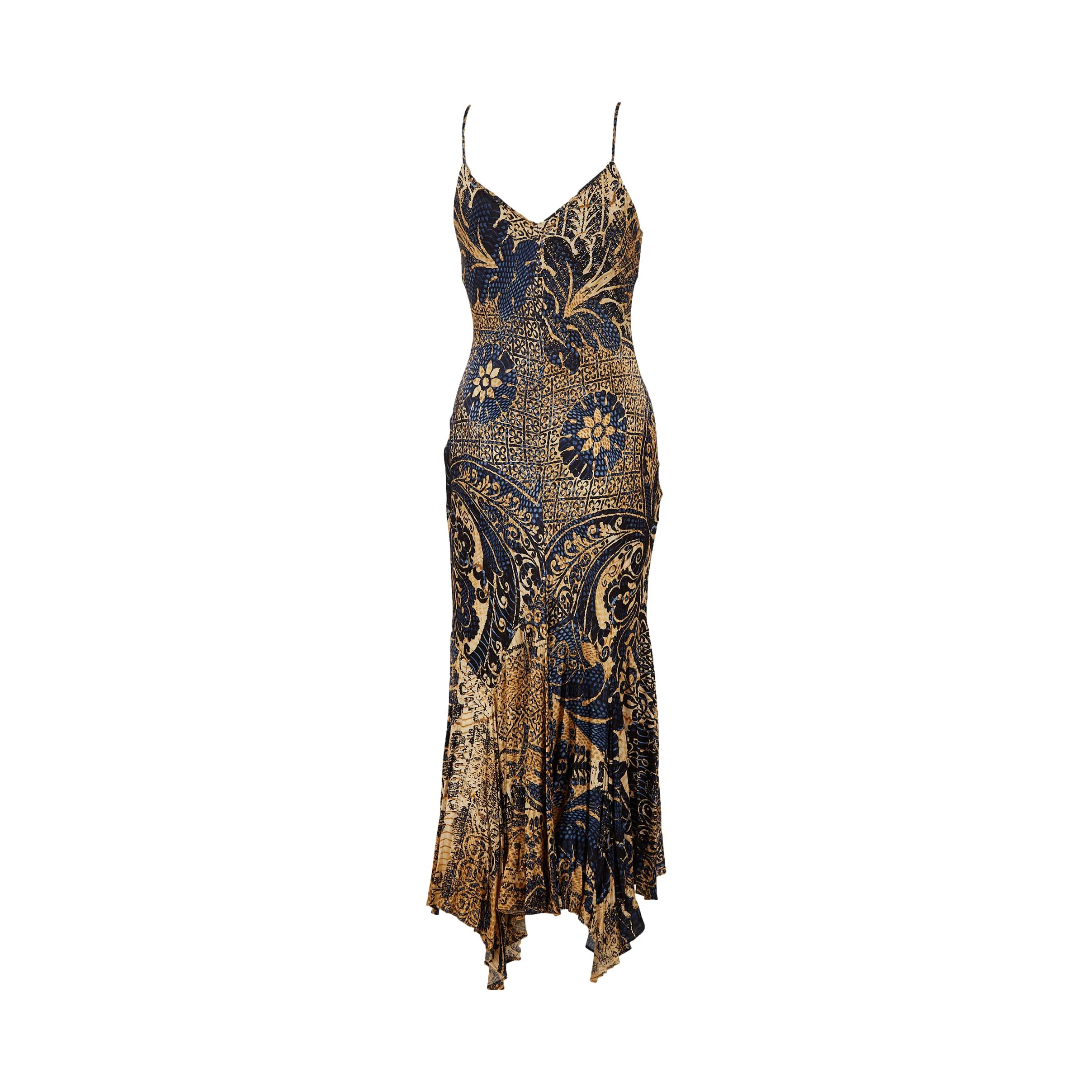 Roberto Cavalli Blue Snakeskin Print Dress - Image 2