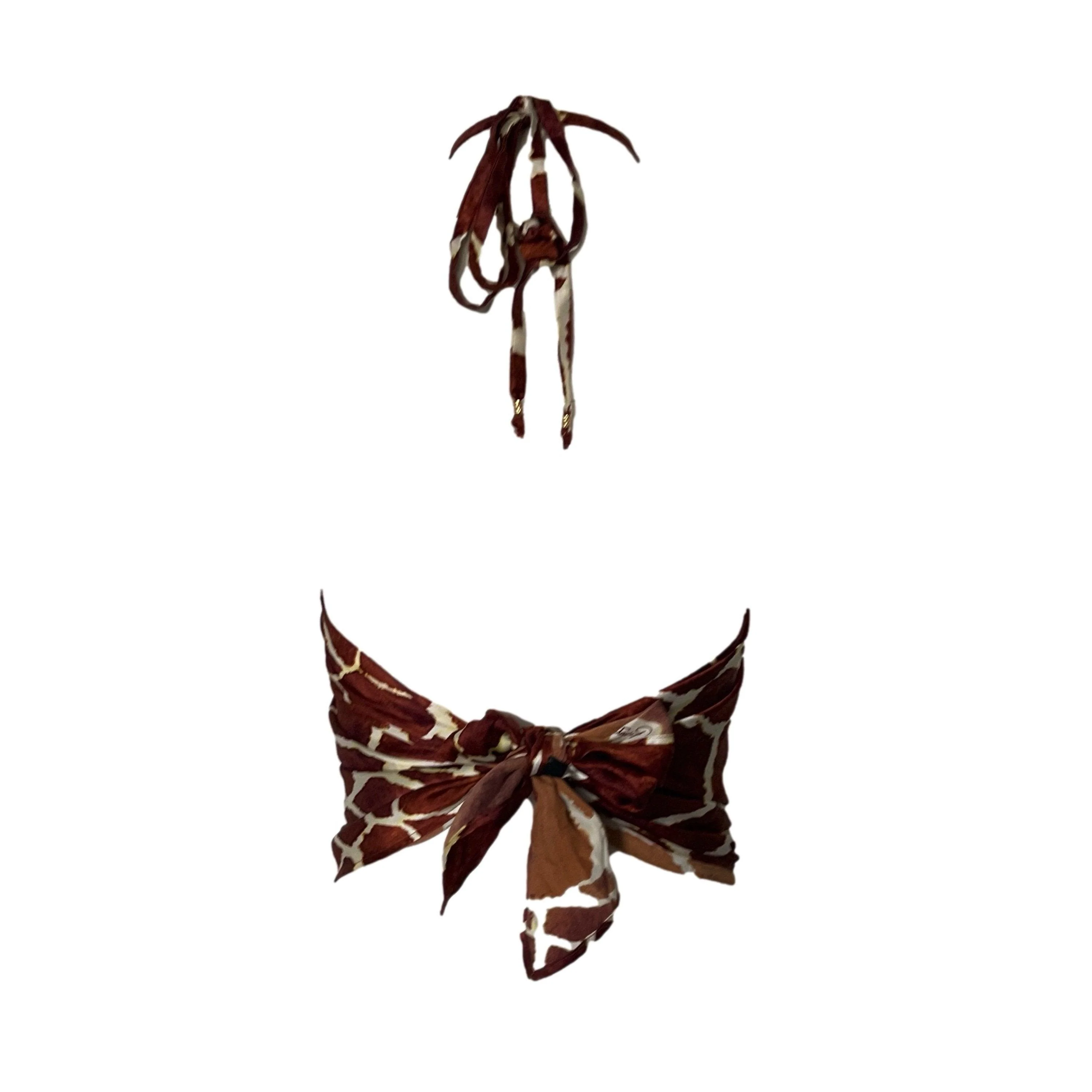 Roberto Cavalli Brown Print Silk Wrap Top - Image 2