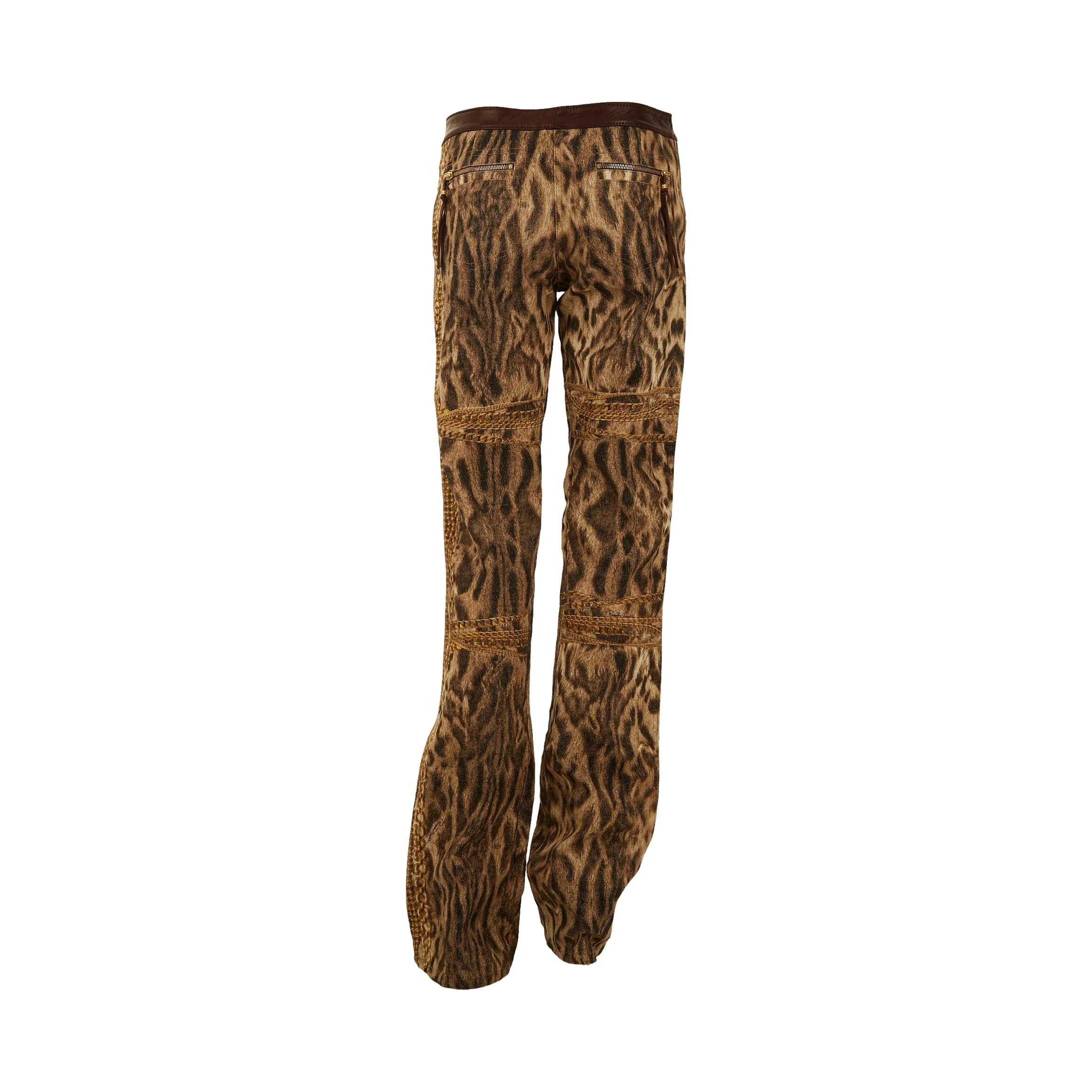 Roberto Cavalli Cheetah Print Chain Pants - Image 2