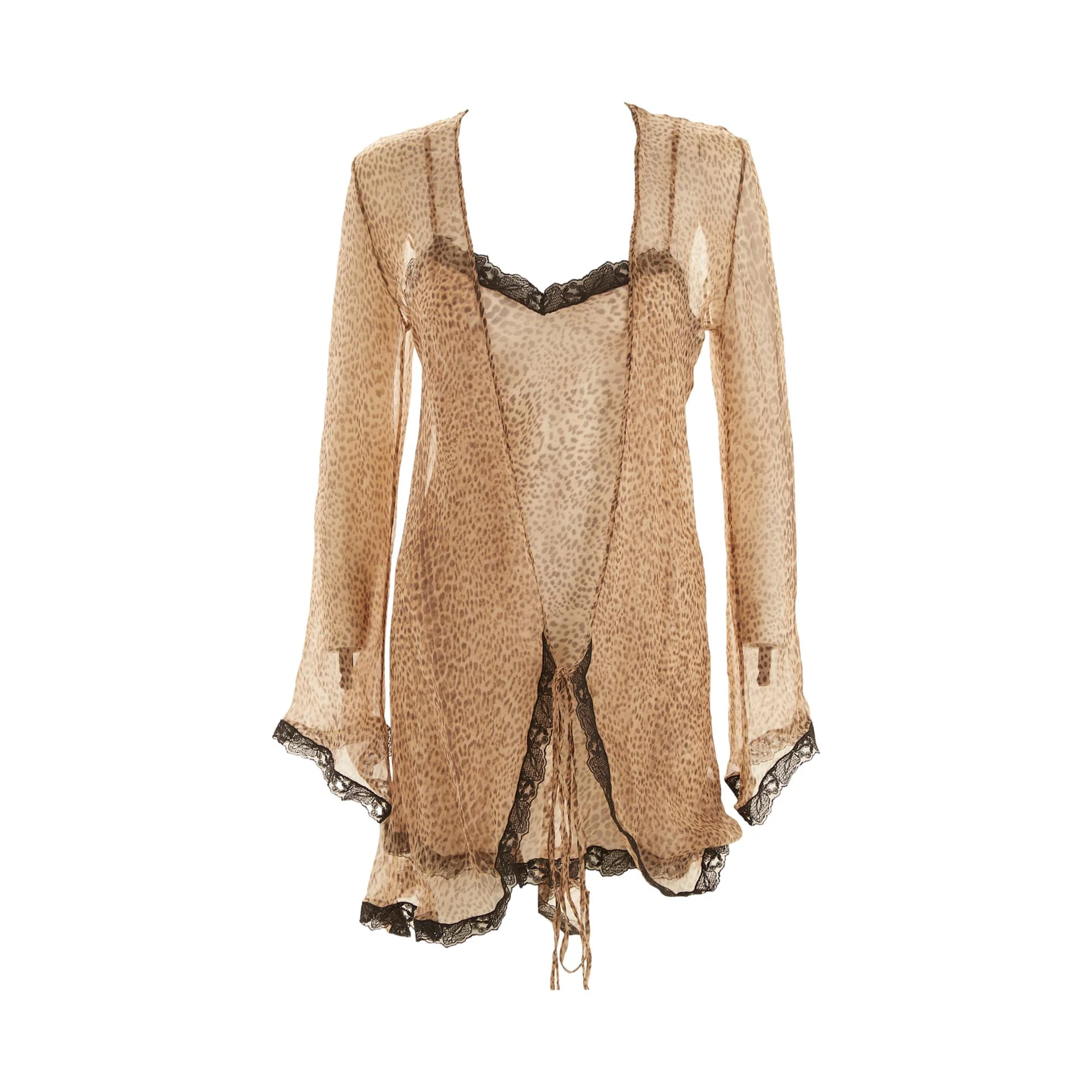 Roberto Cavalli Cheetah Print Sheer Set