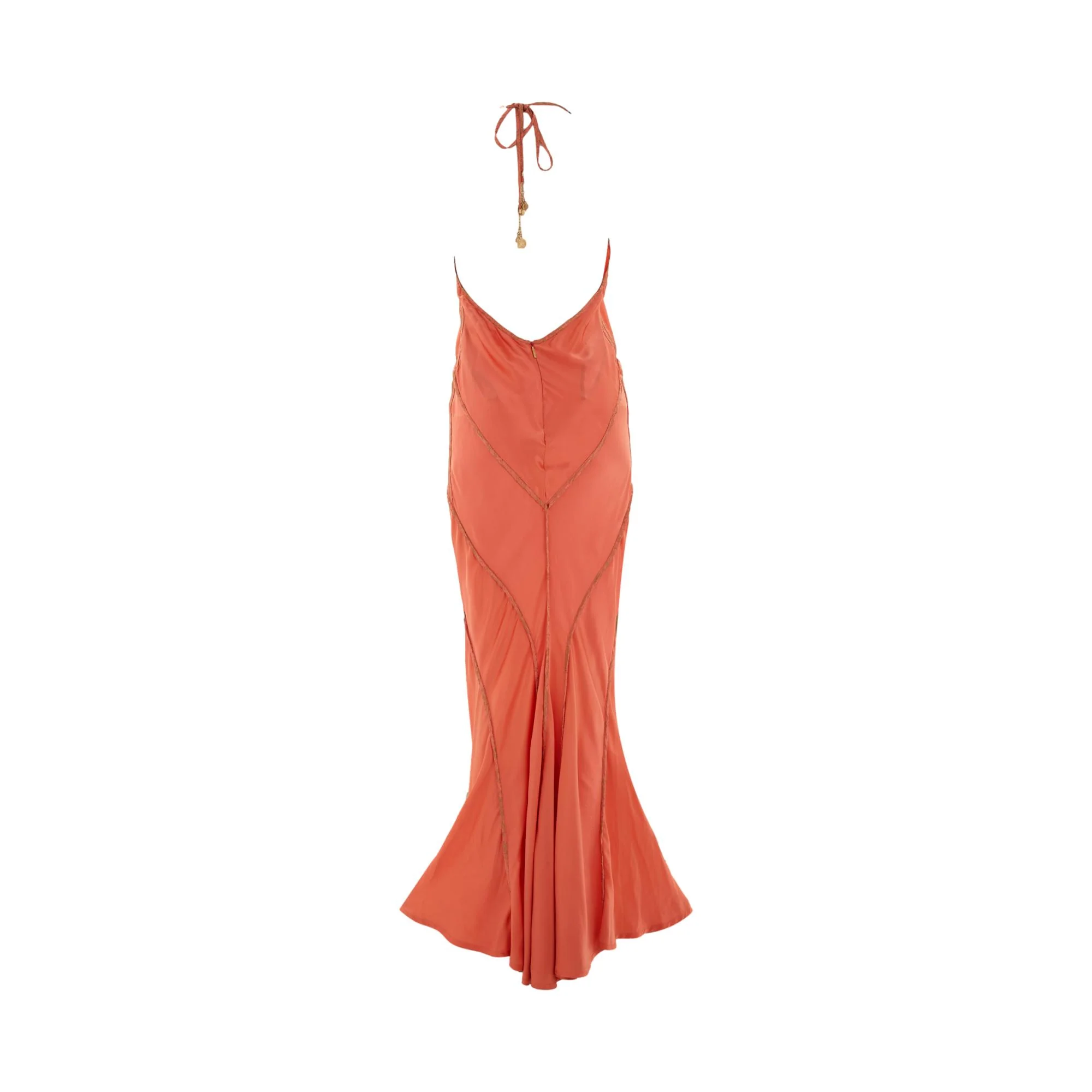 Roberto Cavalli Coral Silk Halter Gown - Image 2