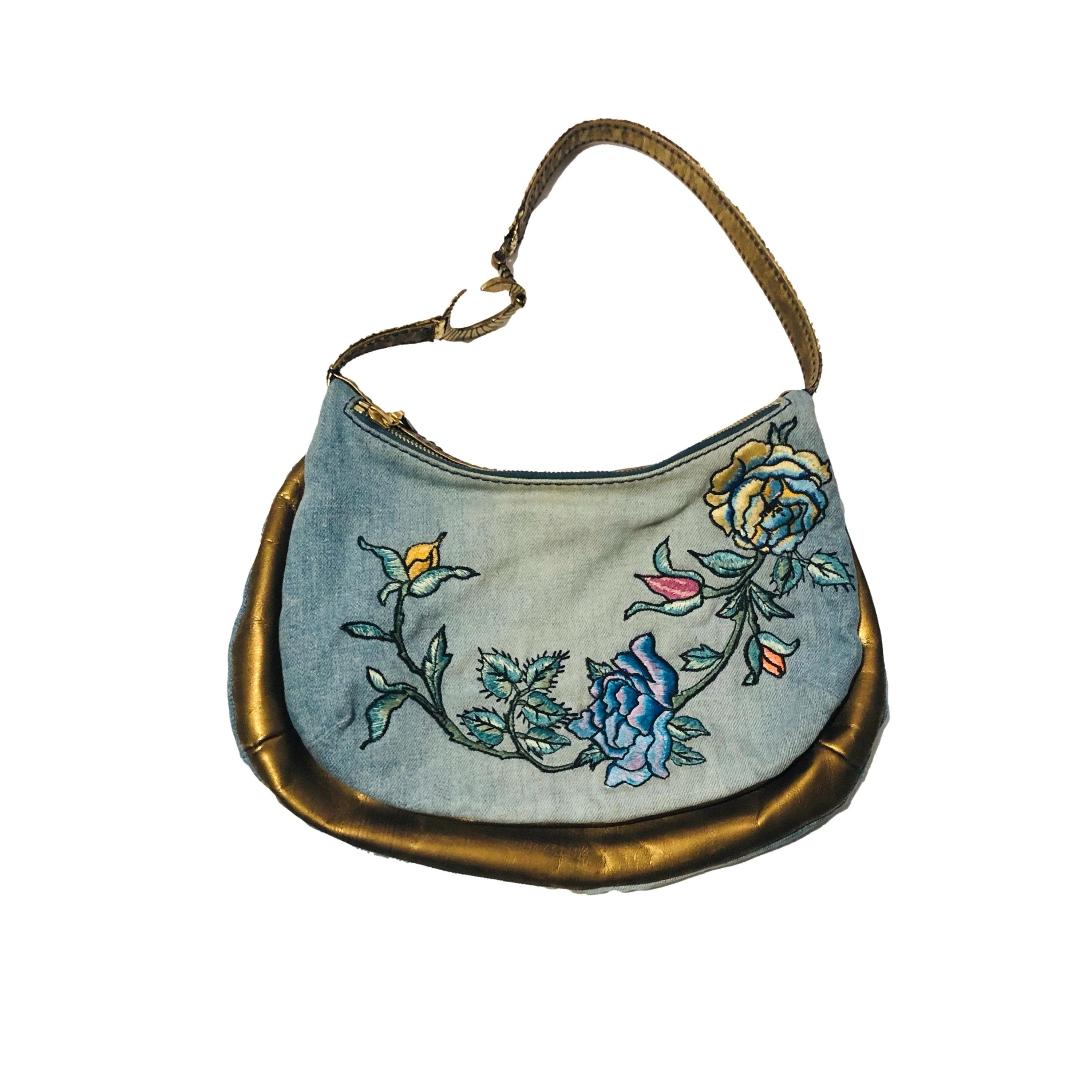 Roberto Cavalli Denim Tattoo Print Shoulder Bag - Image 2