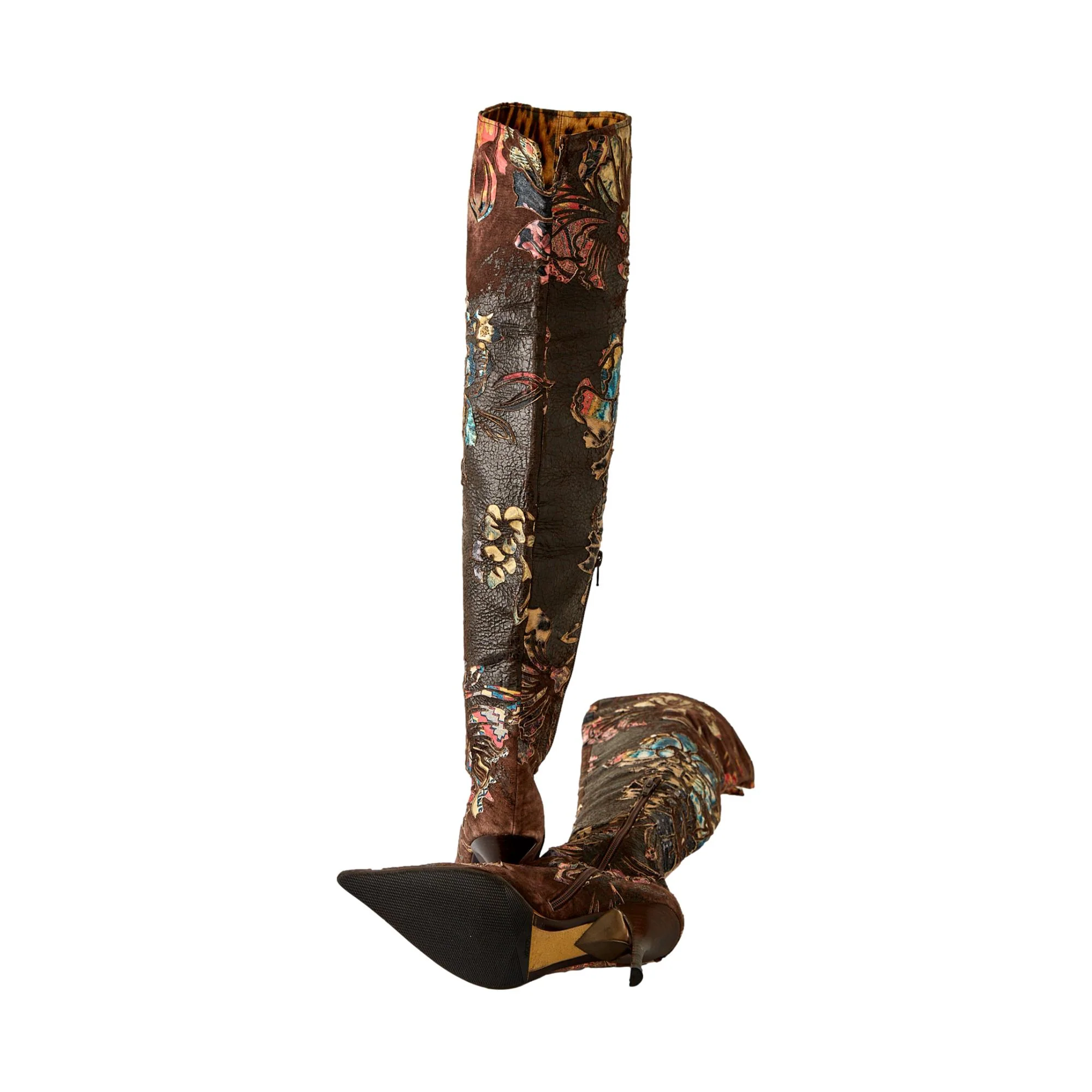 Roberto Cavalli Distressed Leather Over the Knee Boots - Image 3
