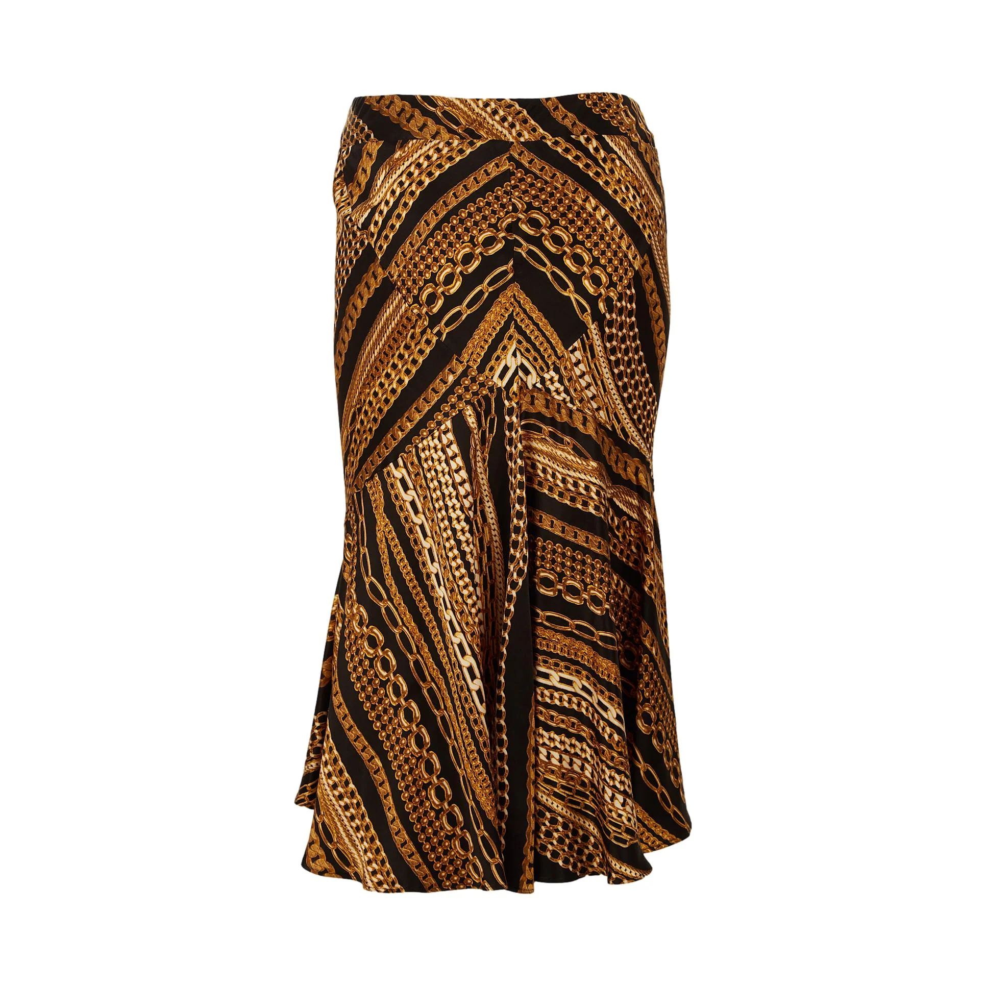 Roberto Cavalli Gold Chain Link Print Skirt