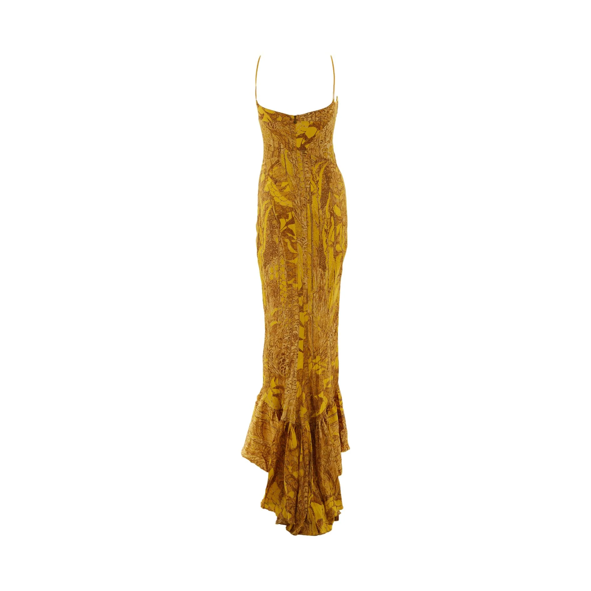 Roberto Cavalli Gold Silk Print Gown - Image 2