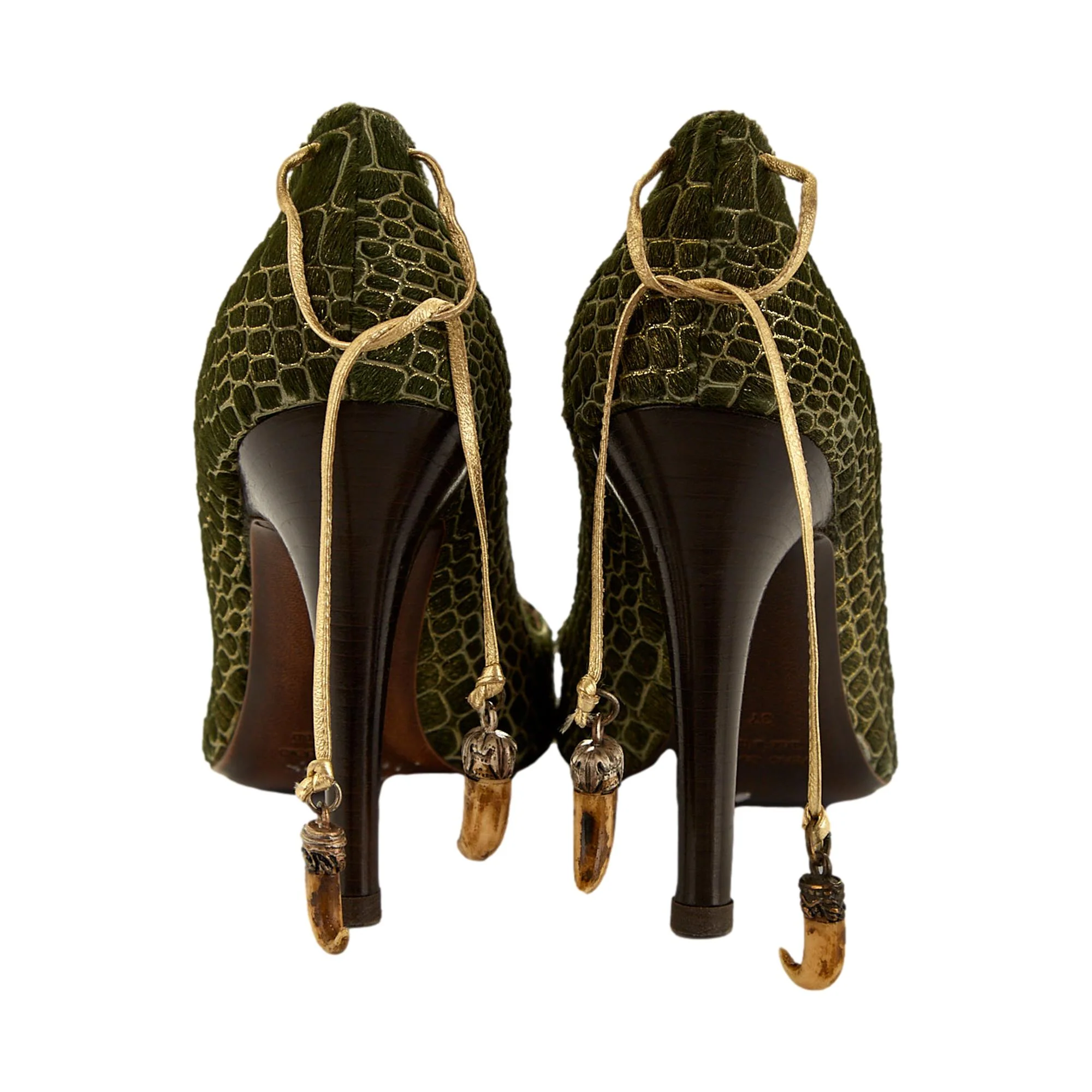 Roberto Cavalli Green Calfhair Heels - Image 2