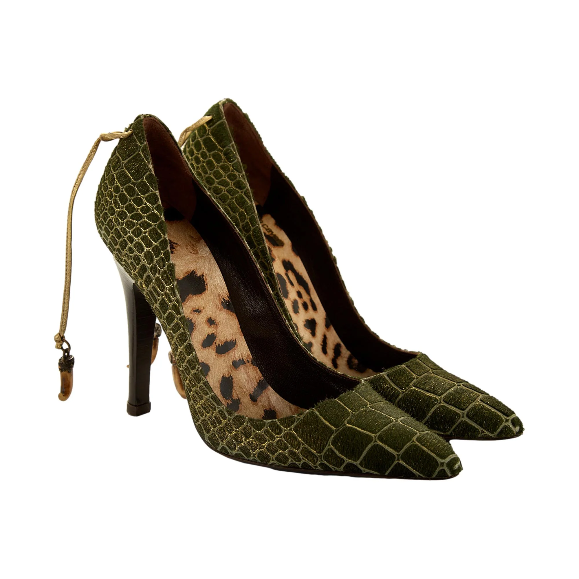 Roberto Cavalli Green Calfhair Heels - Image 4