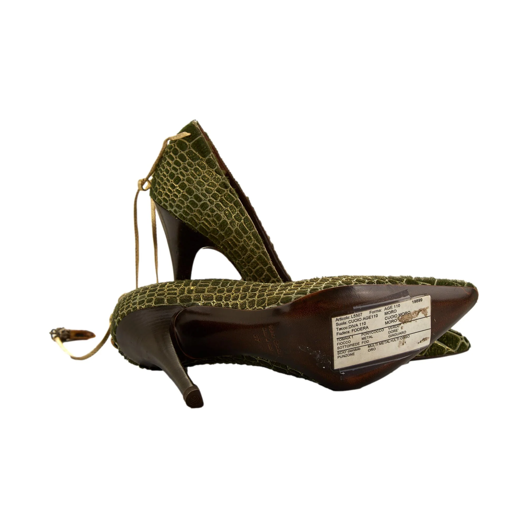 Roberto Cavalli Green Calfhair Heels - Image 5