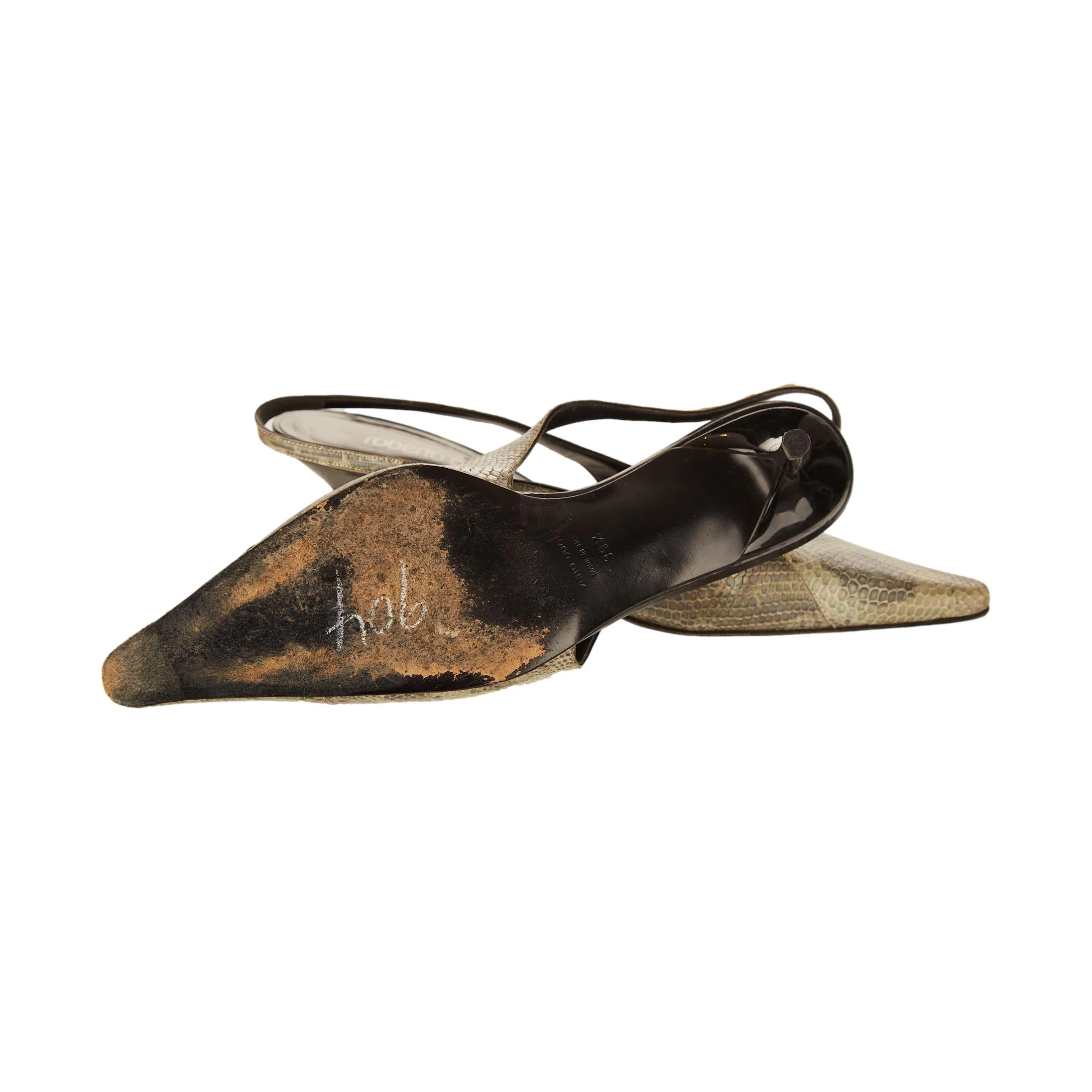 Roberto Cavalli Grey Snakeskin Heels - Image 3
