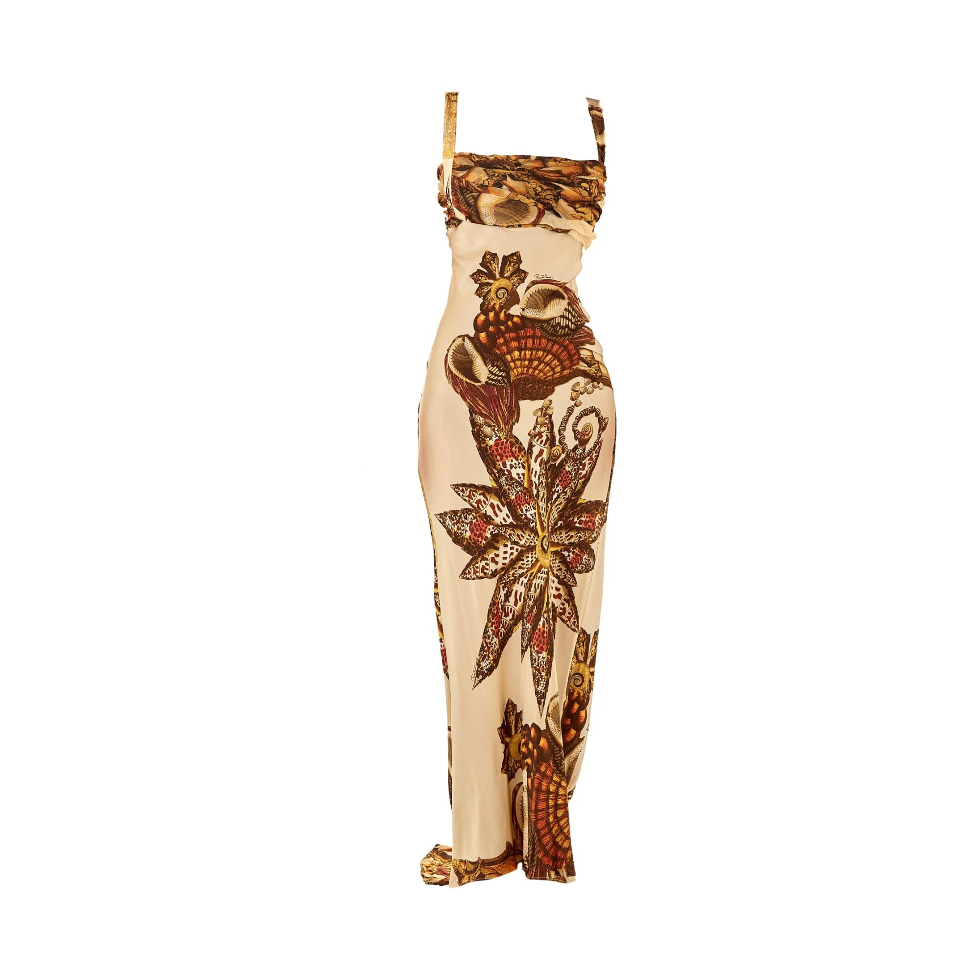 Roberto Cavalli Ivory Silk Print Gown - Image 2