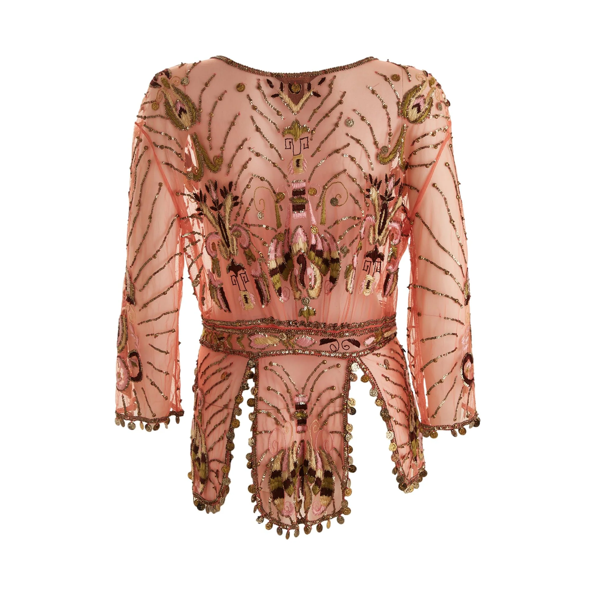 Roberto Cavalli Pink Beaded Sheer Top - Image 2