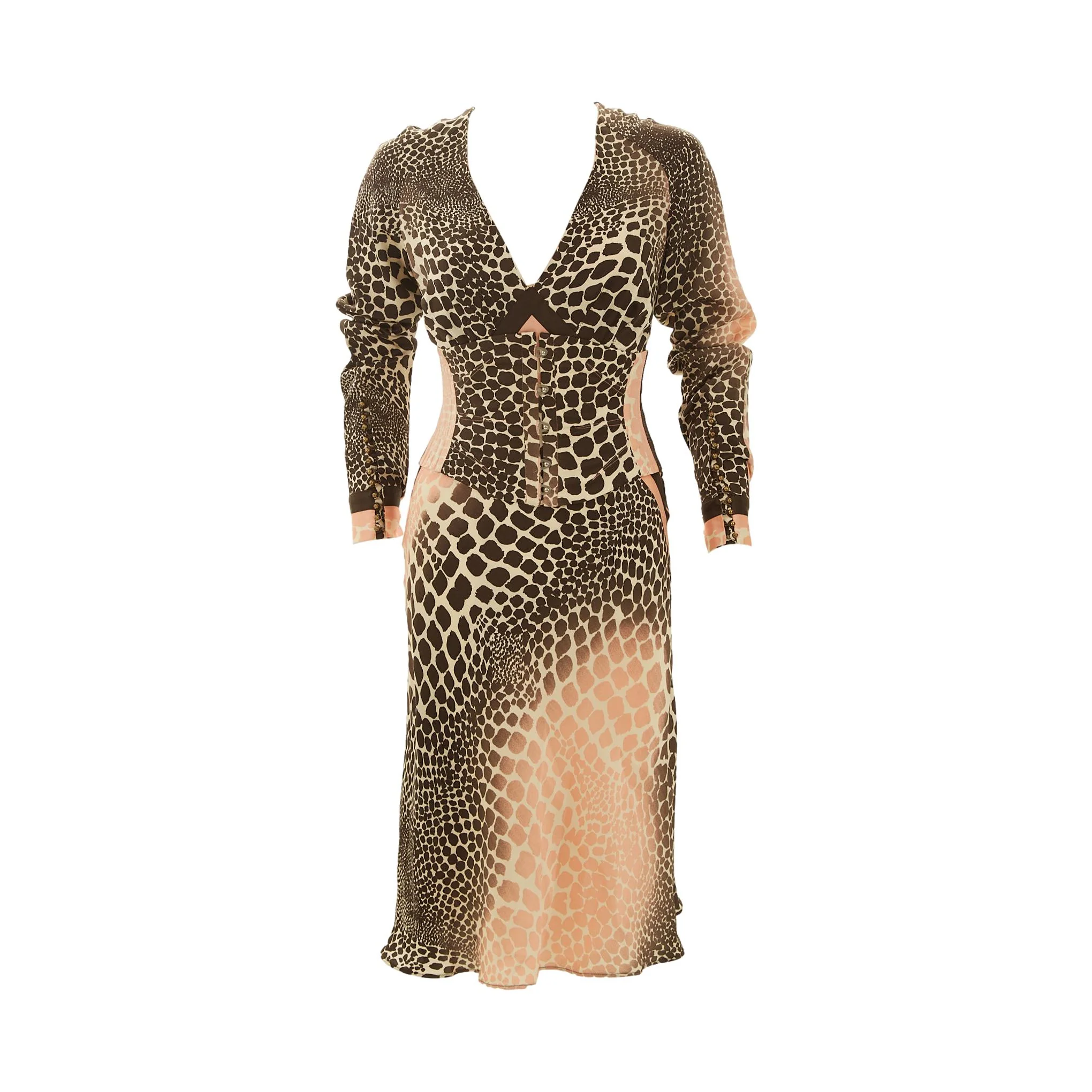 Roberto Cavalli Pink Cheetah Print Corset Dress Set - Image 2