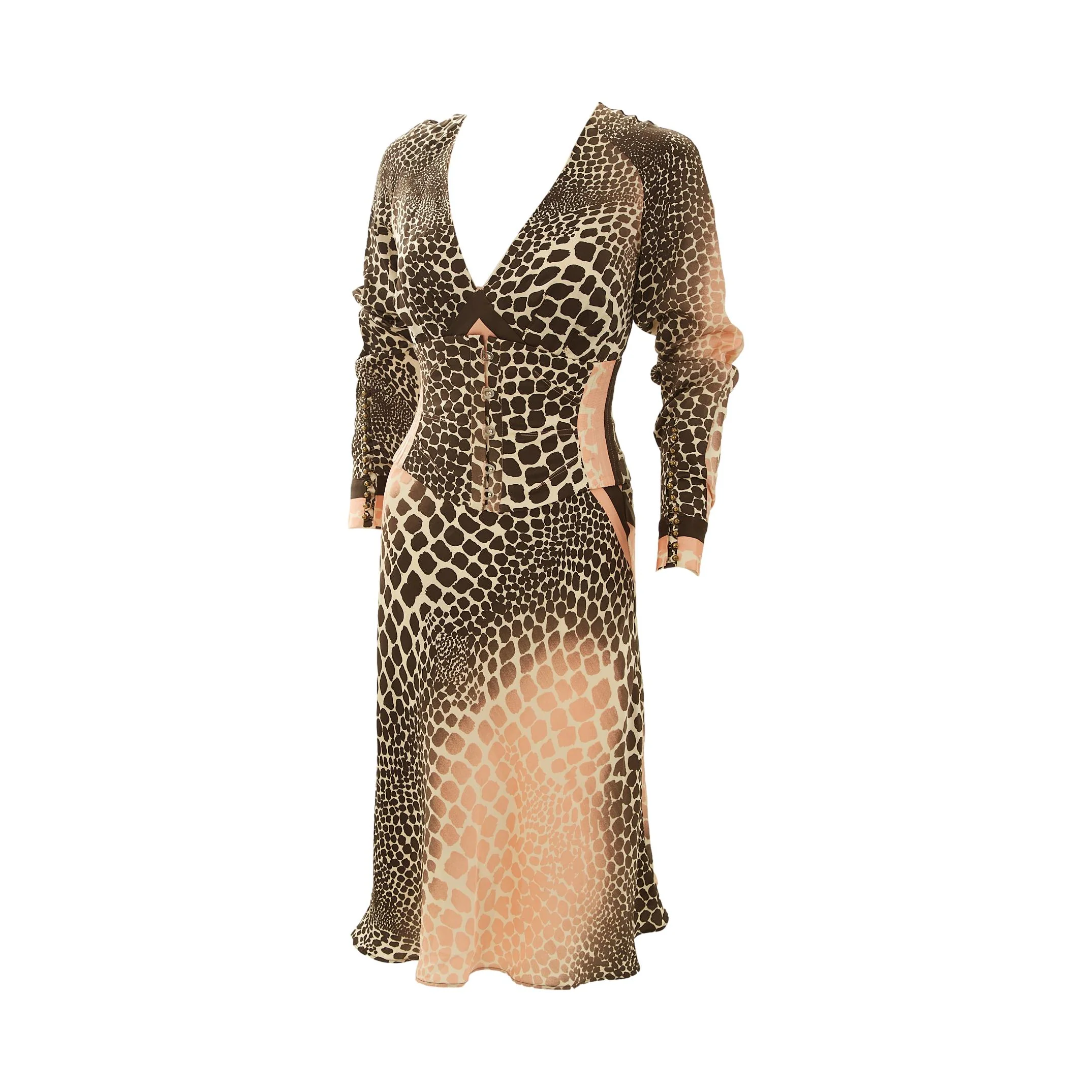 Roberto Cavalli Pink Cheetah Print Corset Dress Set - Image 3