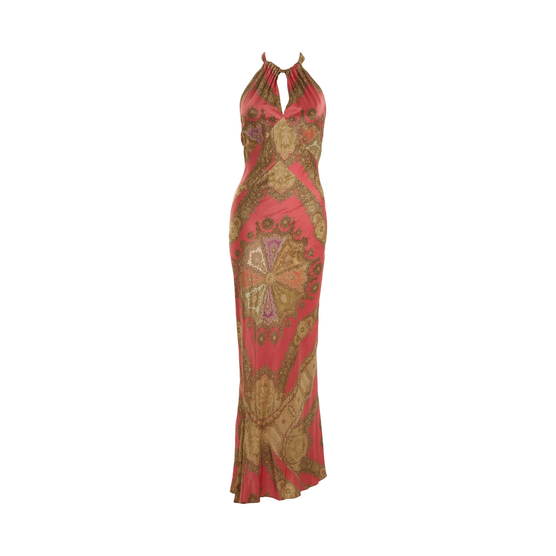 Roberto Cavalli Pink Silk Halter Gown - Image 2