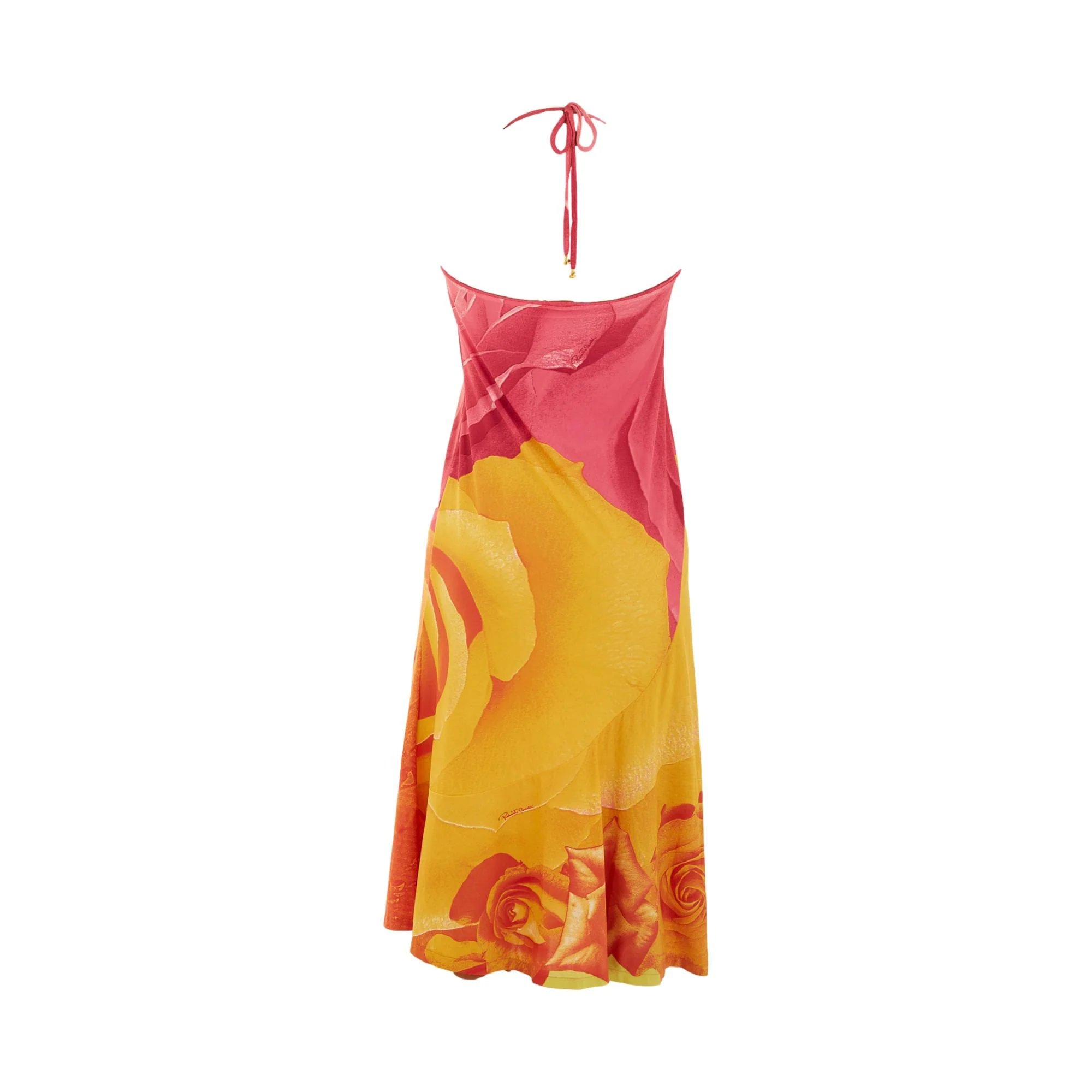 Roberto Cavalli Pink + Yellow Rose Dress - Image 2