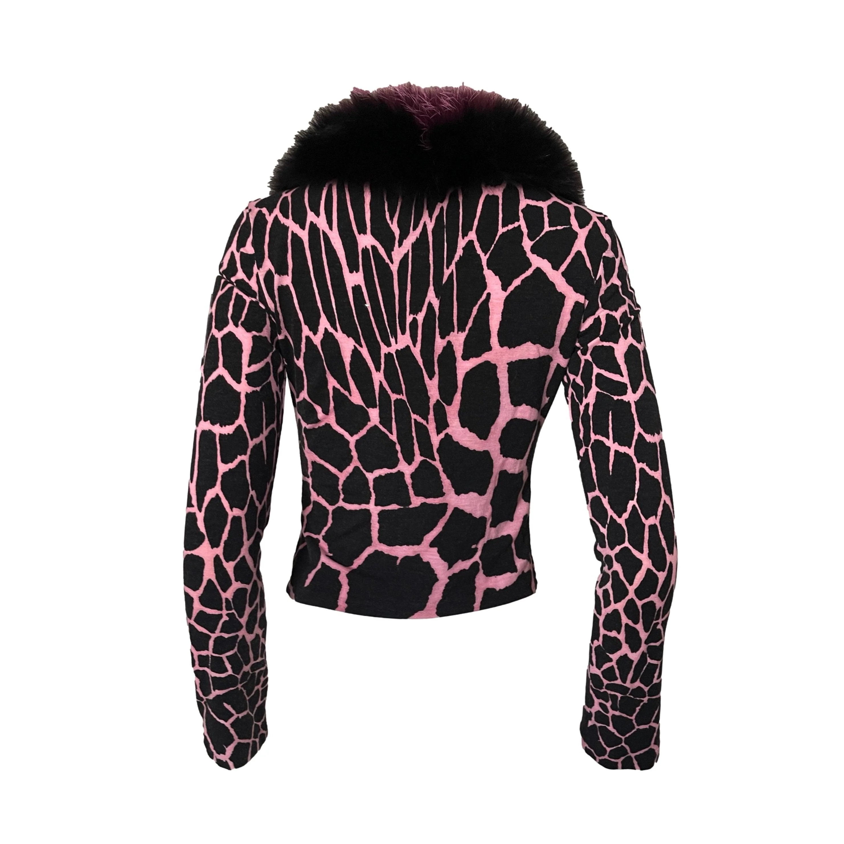Roberto Cavalli Purple Cheetah Fur Button Top - Image 2