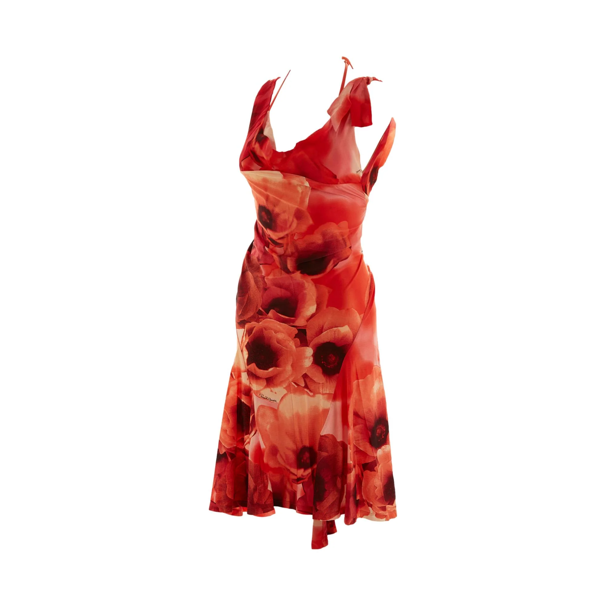 Roberto Cavalli Red Floral Dress - Image 3