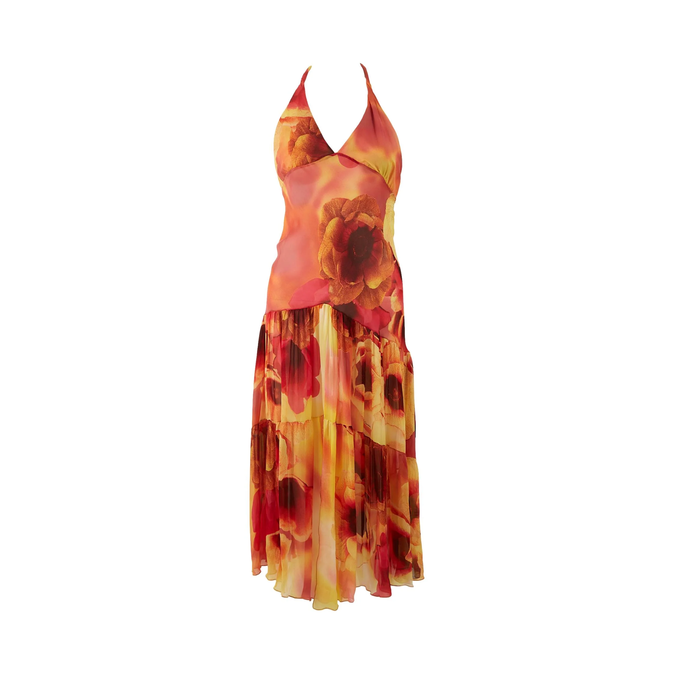Roberto Cavalli Red Rose Print Dress