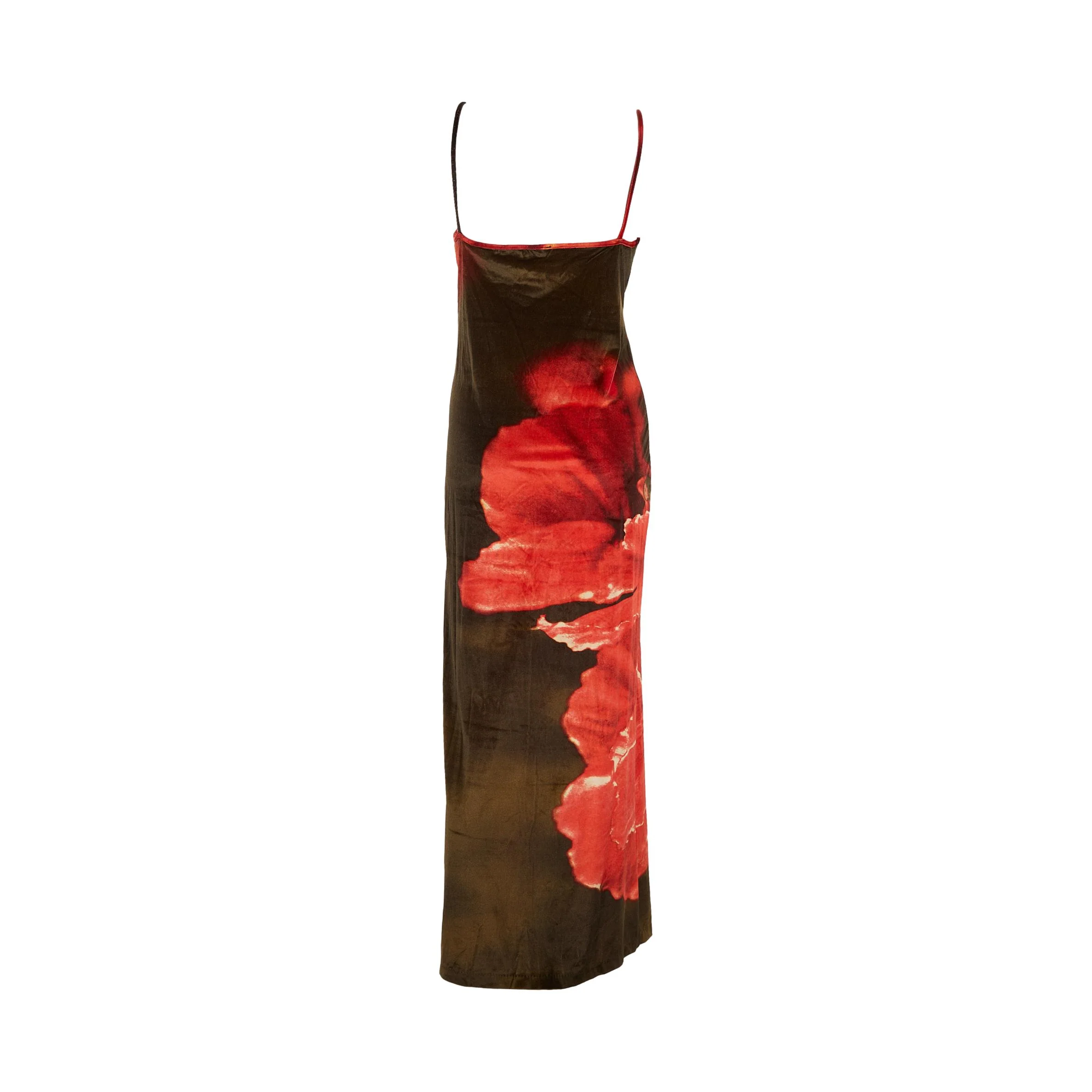 Roberto Cavalli Red Velvet Floral Dress - Image 2